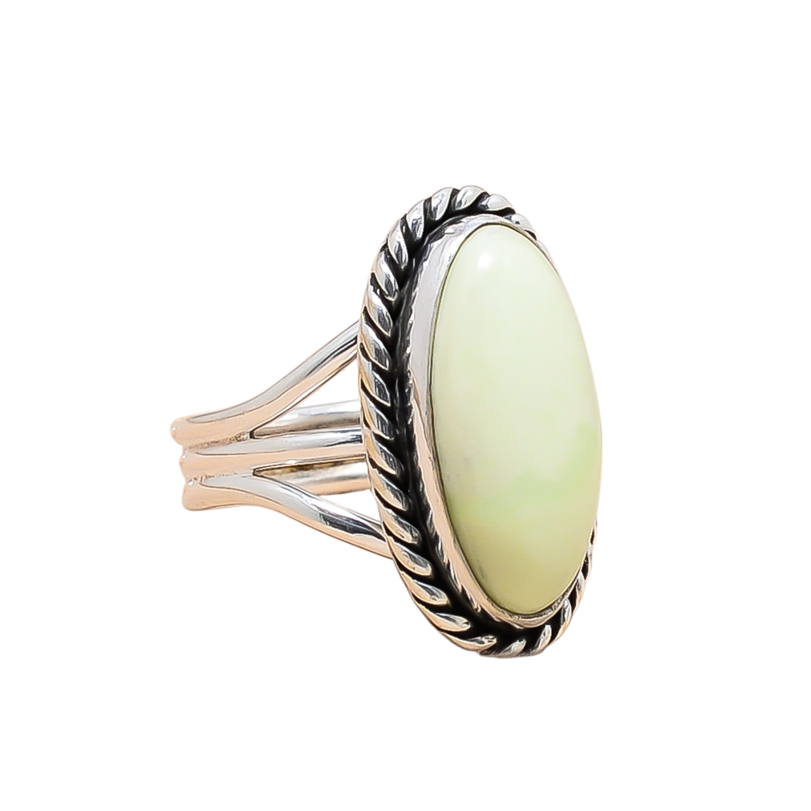 Lemon Chrysoprase - Australia 925 Sterling Silver Ring