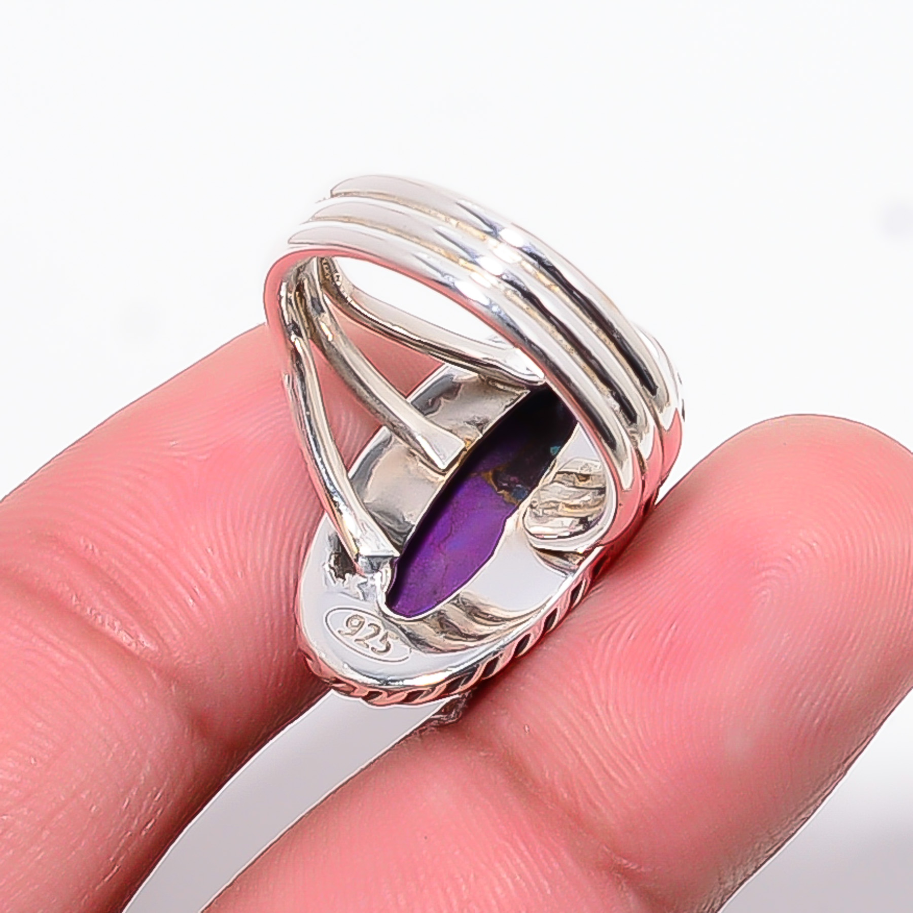 Copper Purple Turquoise 925 Sterling Silver Ring