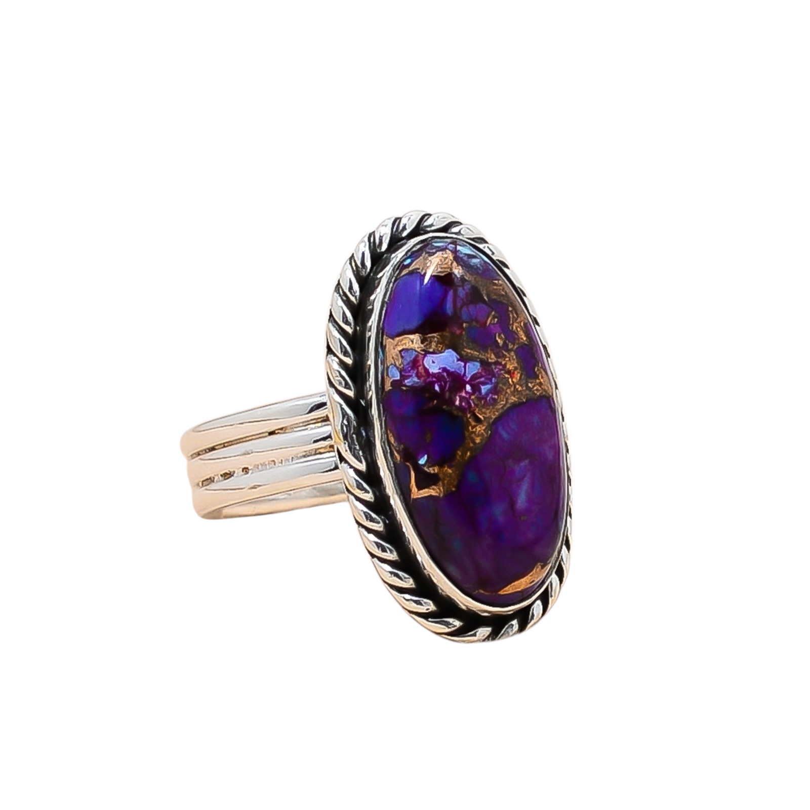 Copper Purple Turquoise 925 Sterling Silver Ring