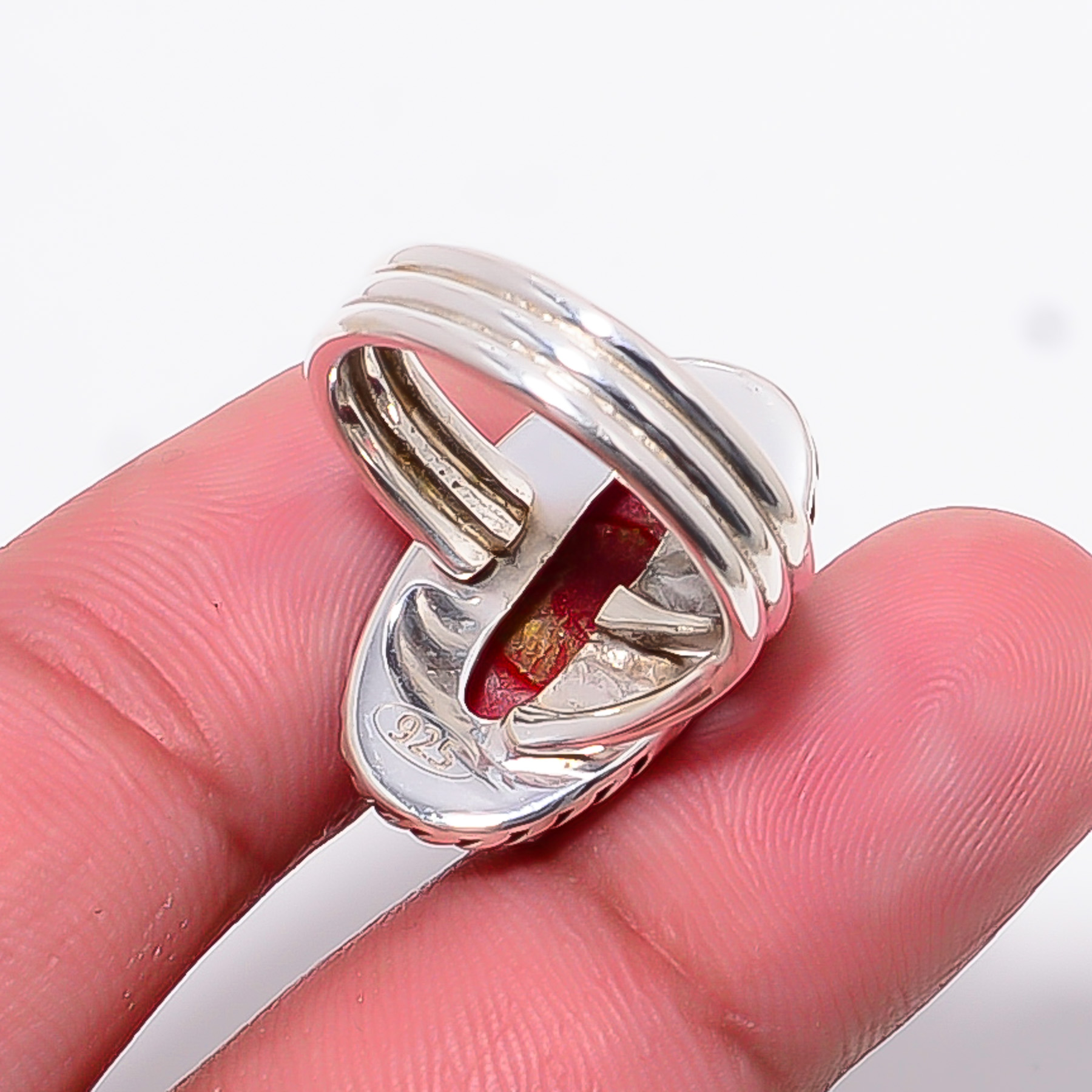 Red Coral - Simulated 925 Sterling Silver Ring