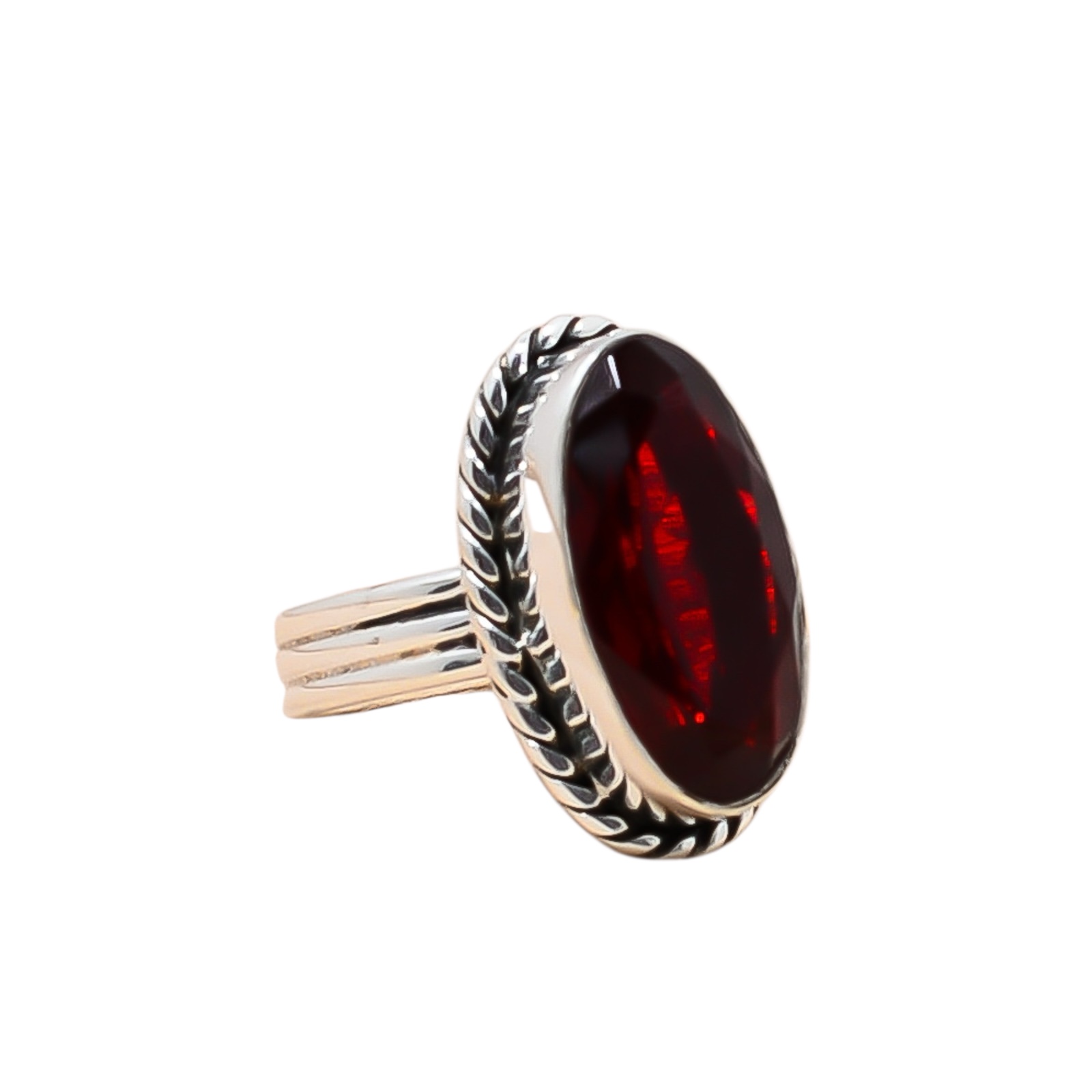 Red Garnet - Simulated 925 Sterling Silver Ring