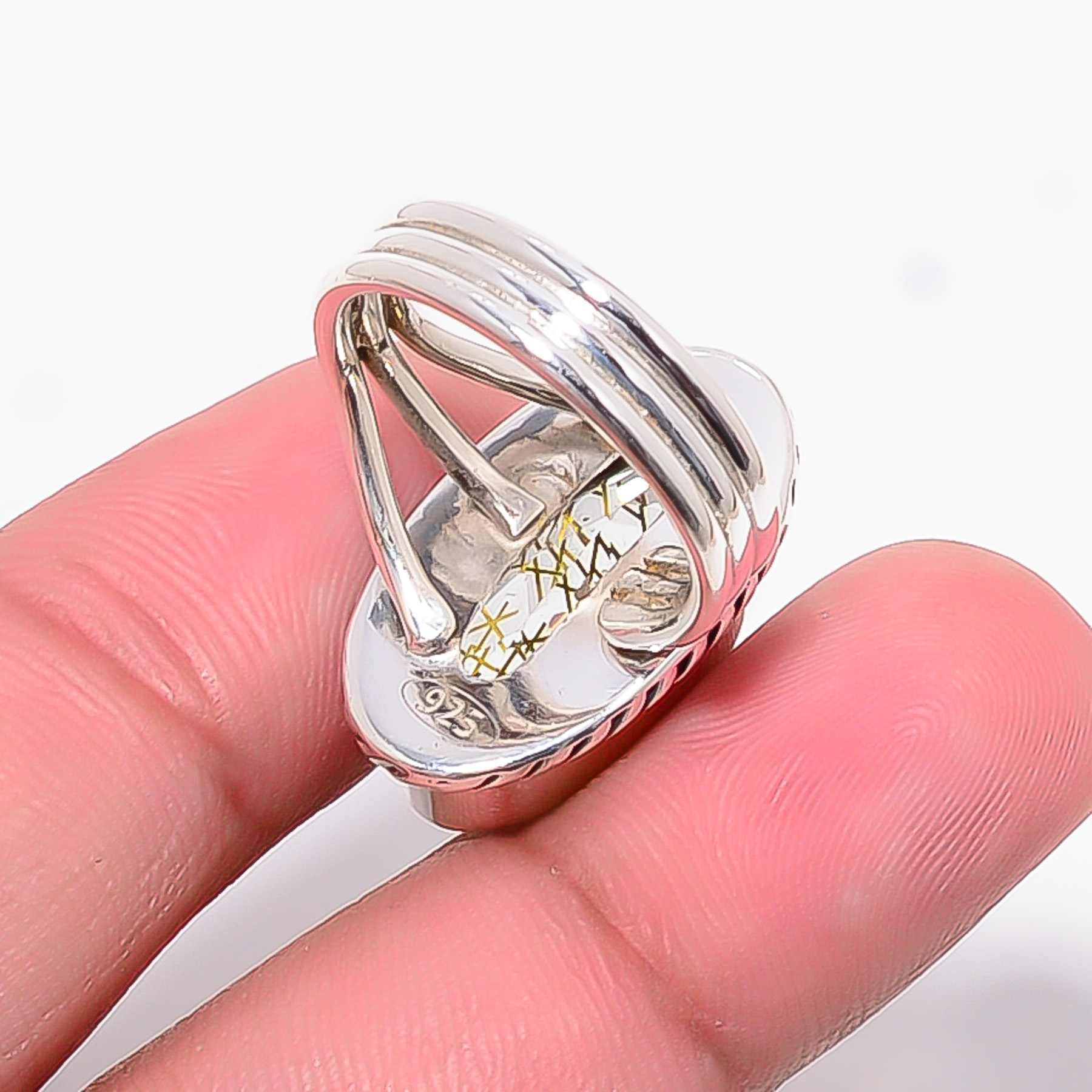 Golden Rutilated Quartz - Simulated 925 Sterling Silver Ring