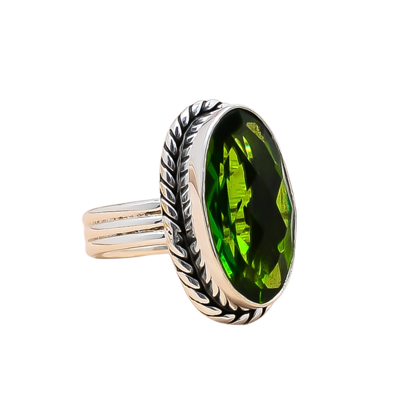 Peridot - Simulated 925 Sterling Silver Ring