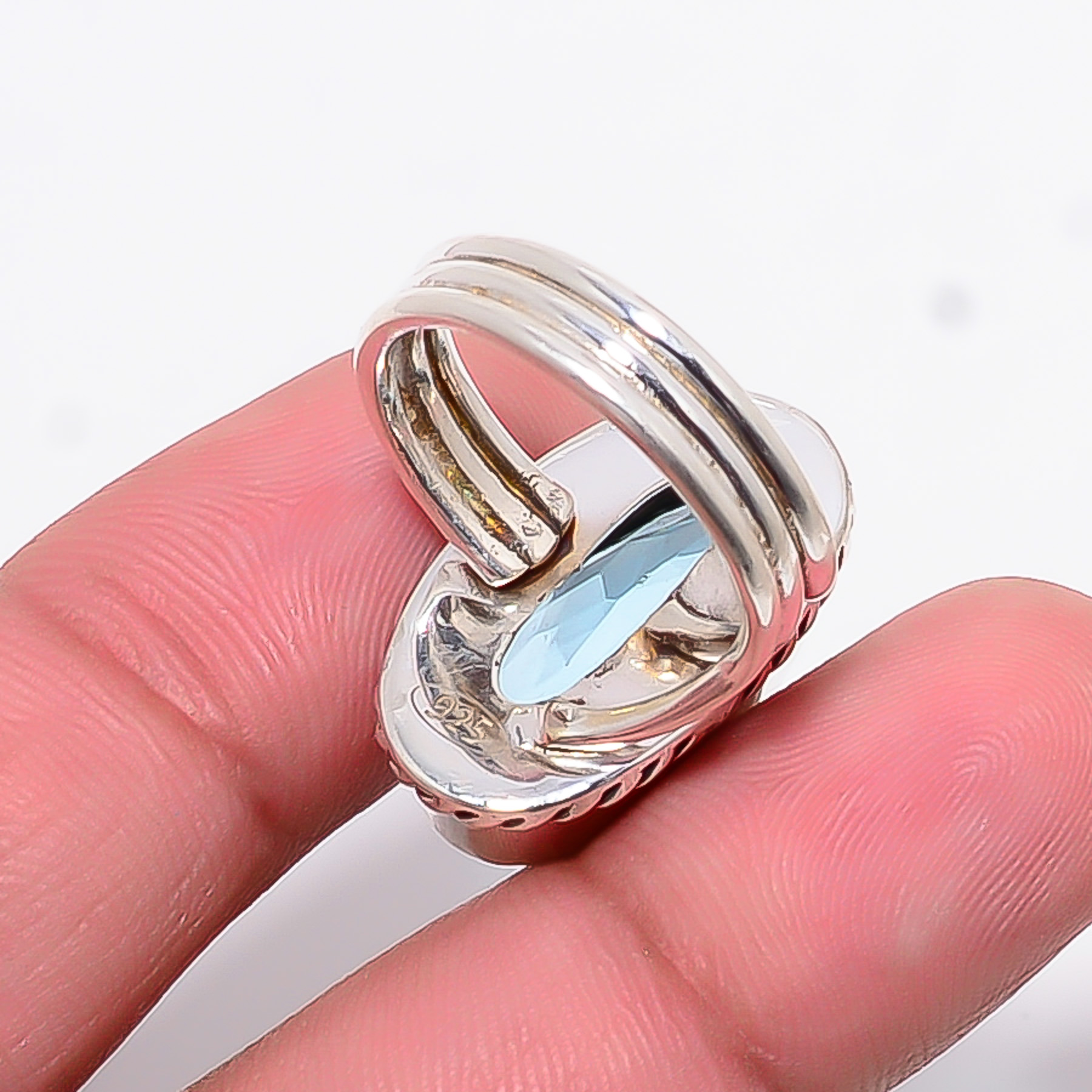 Blue Topaz - Simulated 925 Sterling Silver Ring