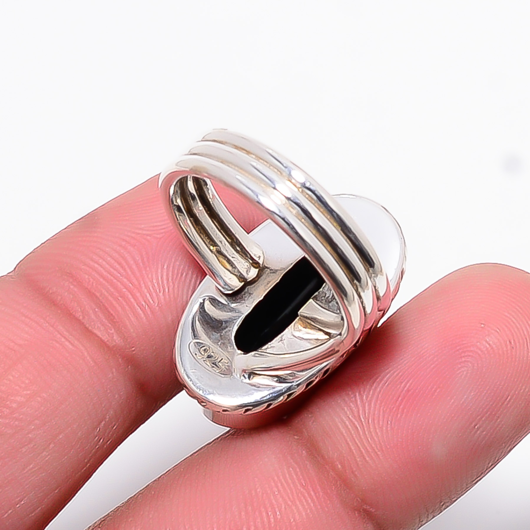 Black Onyx - Simulated 925 Sterling Silver Ring