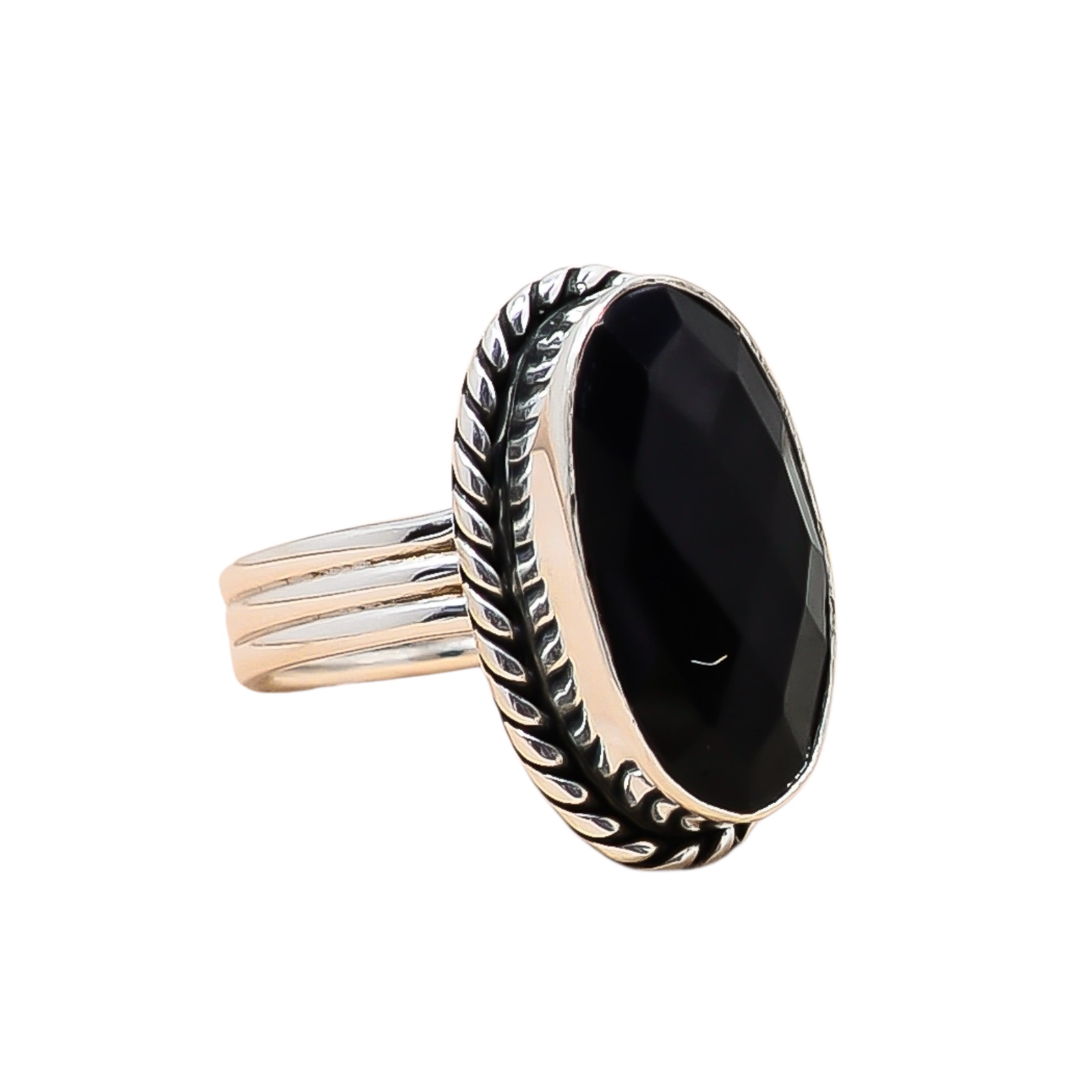 Black Onyx - Simulated 925 Sterling Silver Ring