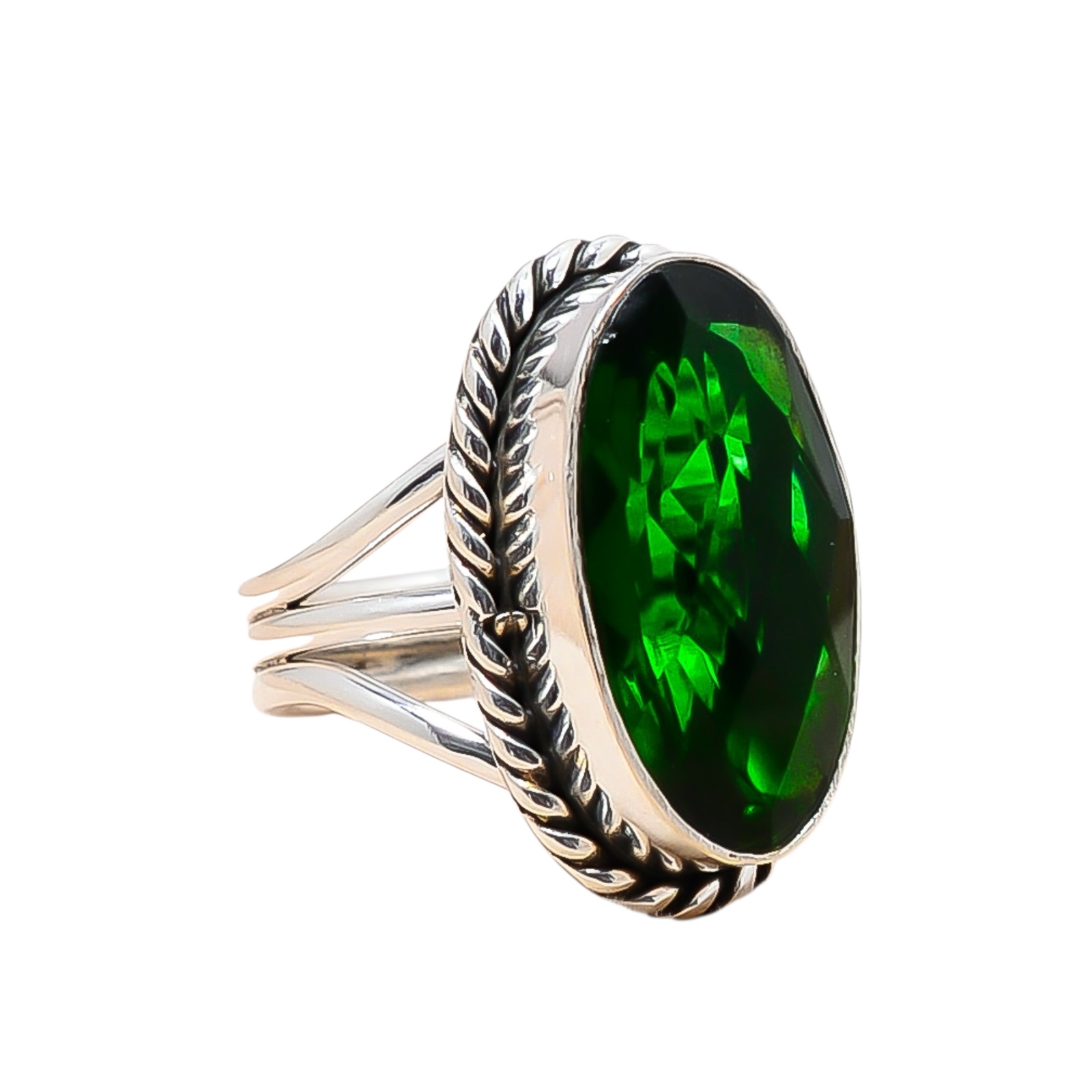 Chrome Diopside - Simulated 925 Sterling Silver Ring