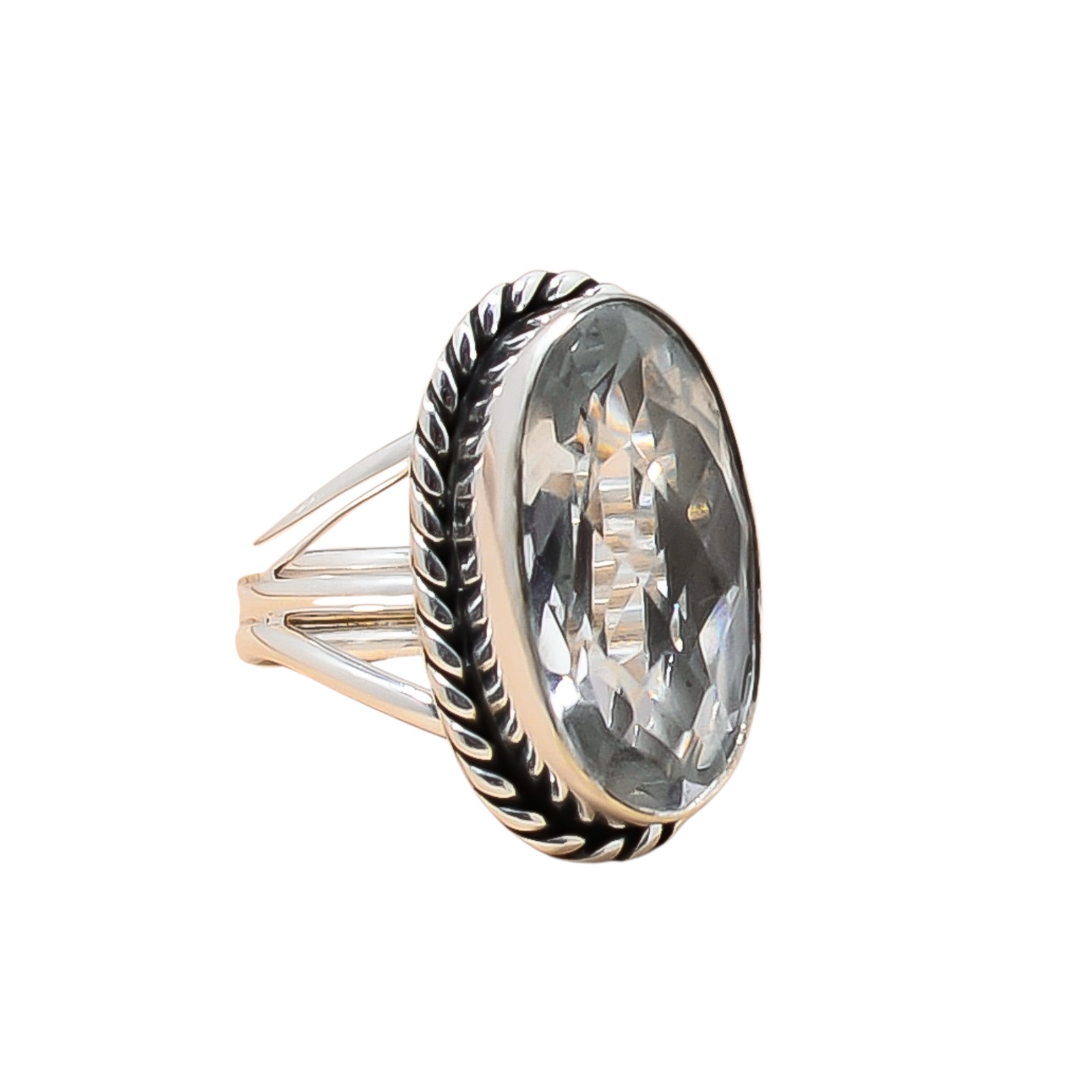 White Topaz - Simulated 925 Sterling Silver Ring