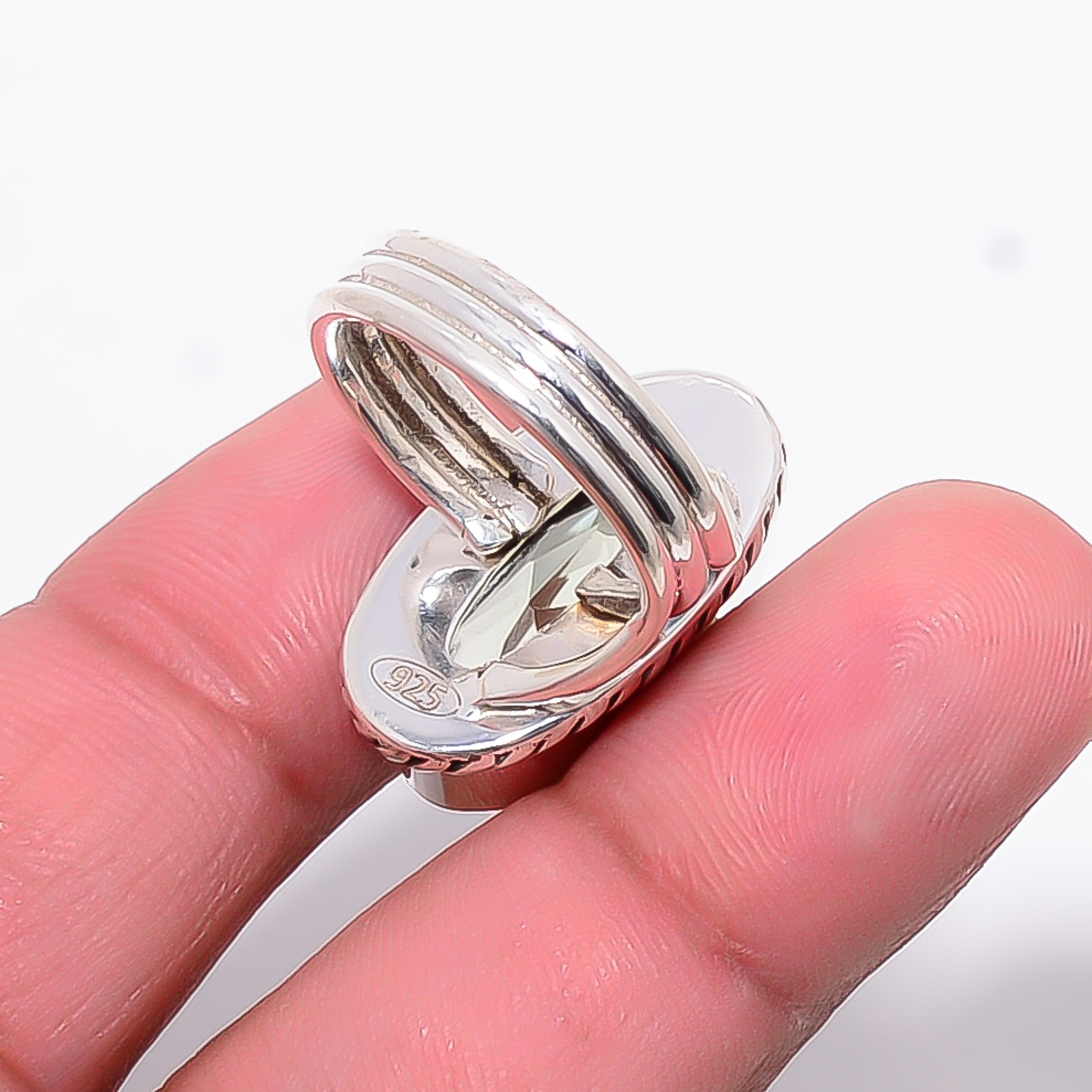 Green Amethyst - Simulated 925 Sterling Silver Ring