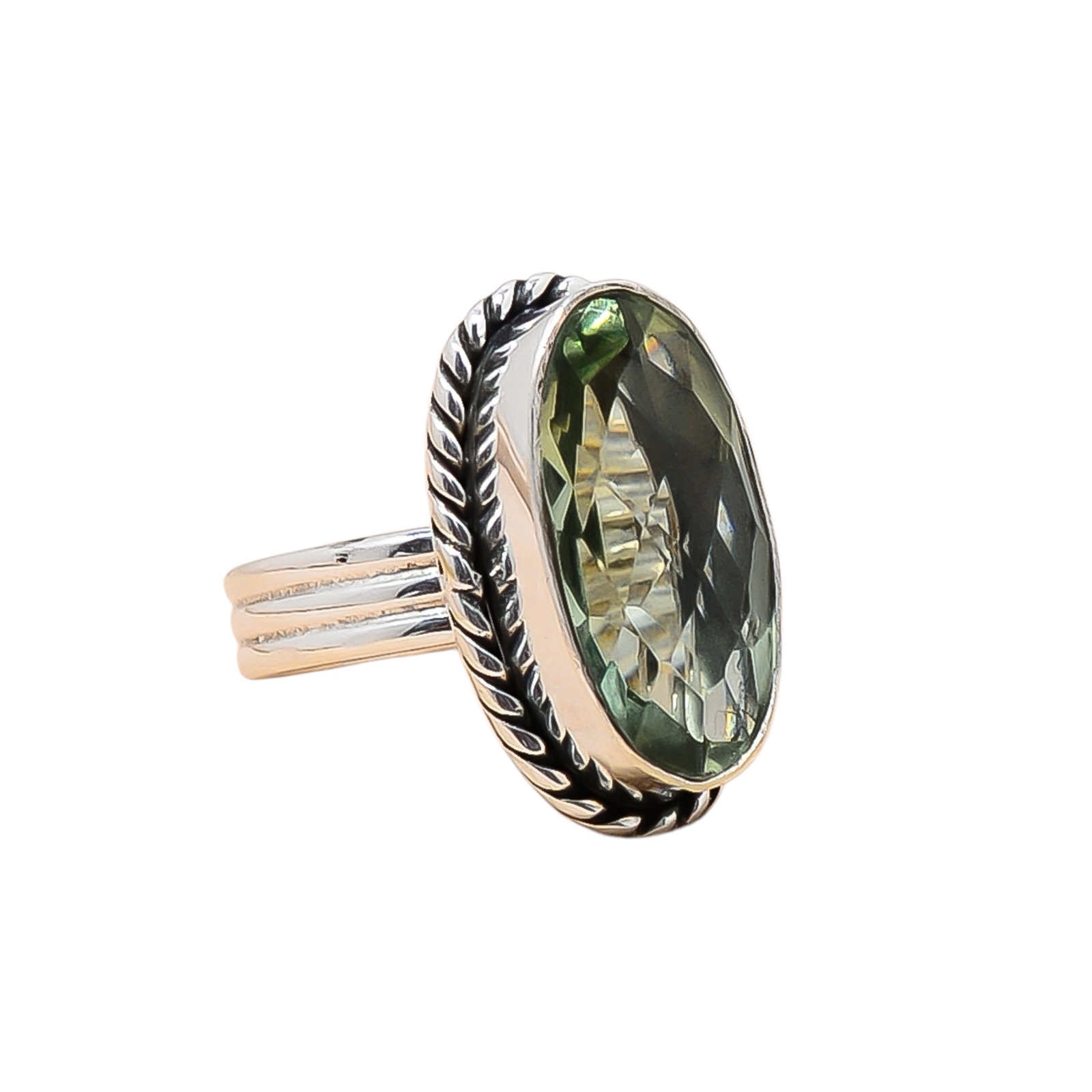 Green Amethyst - Simulated 925 Sterling Silver Ring