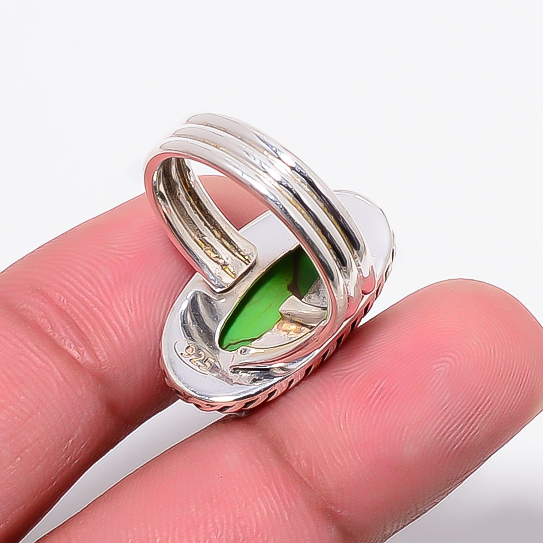 Copper Green Turquoise 925 Sterling Silver Ring