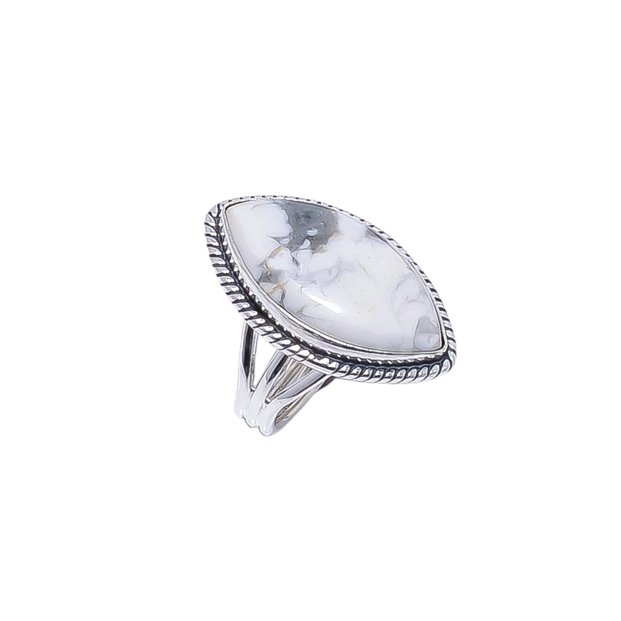Natural White Howlite - United States Gemstone 925 Sterling Silver Ring