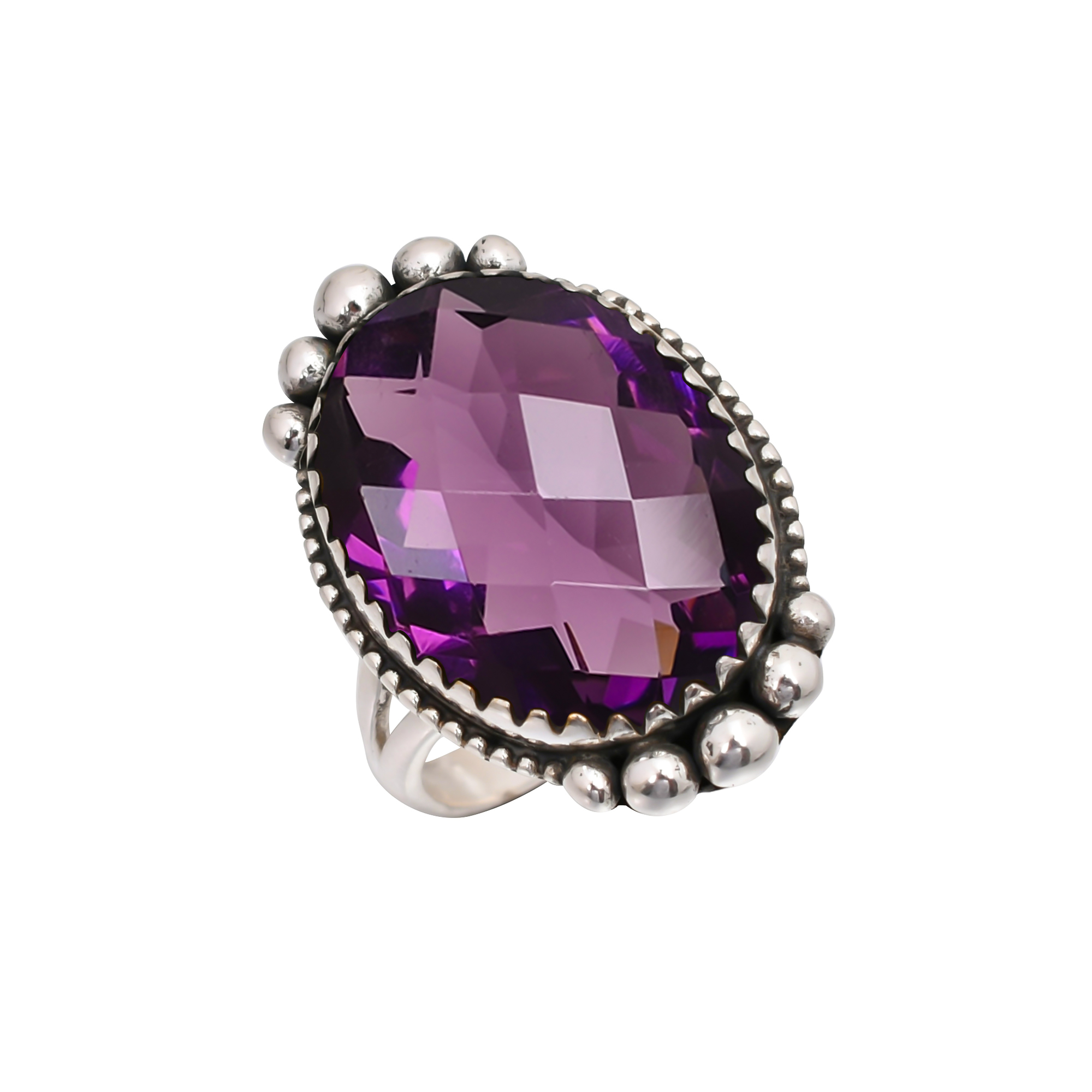Purple Amethyst - Simulated Gemstone 925 Sterling Silver Ring