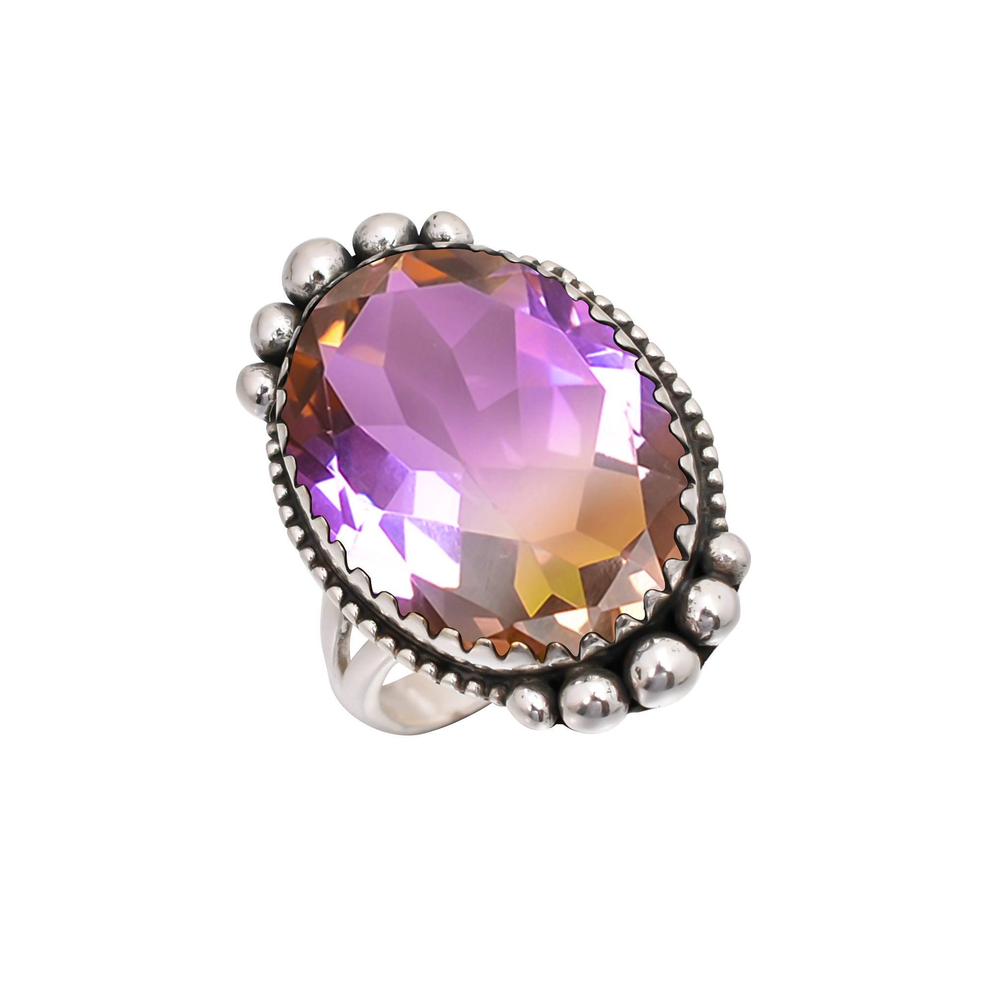 Bi-Colour Tourmaline - Simulated Gemstone 925 Sterling Silver Ring