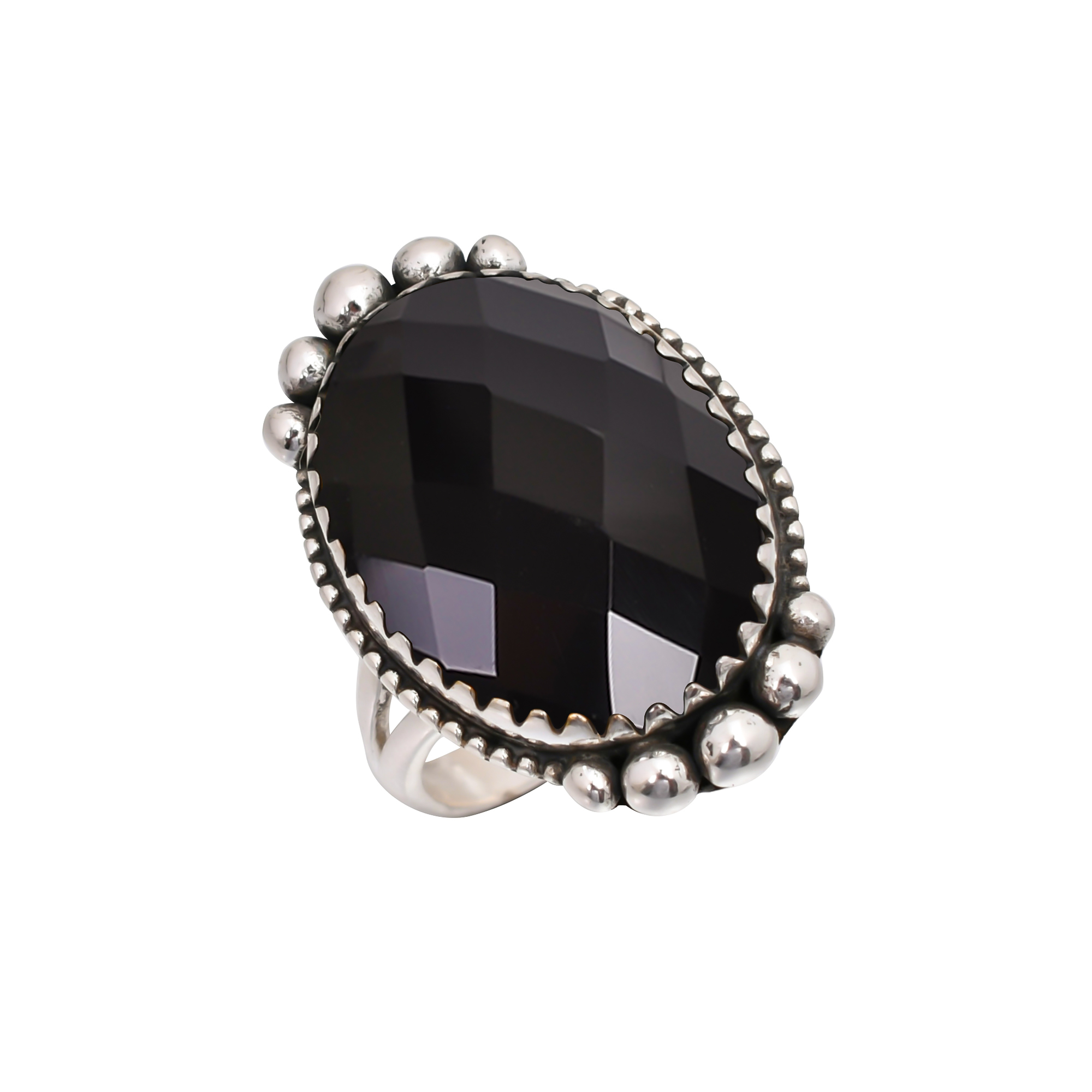 Black Onyx - Simulated Gemstone 925 Sterling Silver Ring