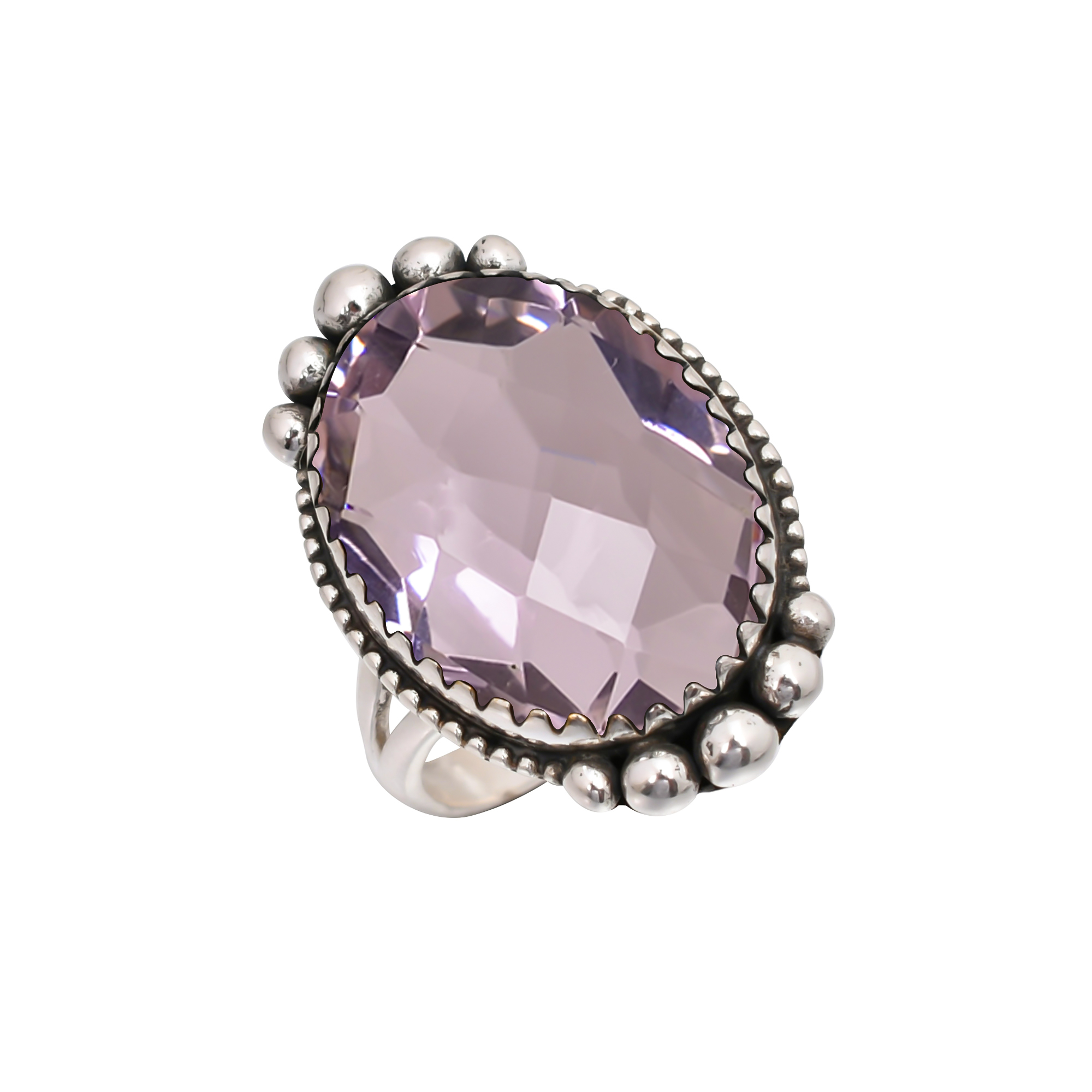 Pink Kunzite - Simulated Gemstone 925 Sterling Silver Ring