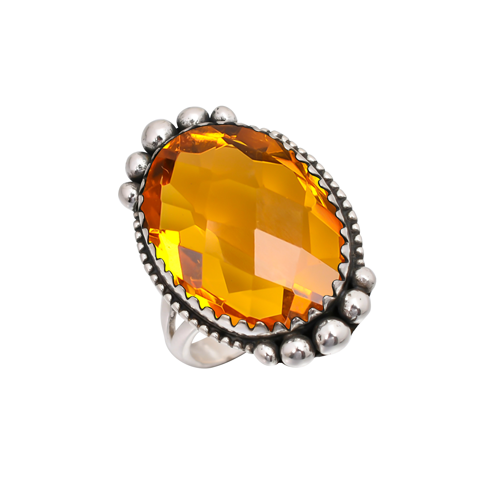 Citrine - Simulated Gemstone 925 Sterling Silver Ring
