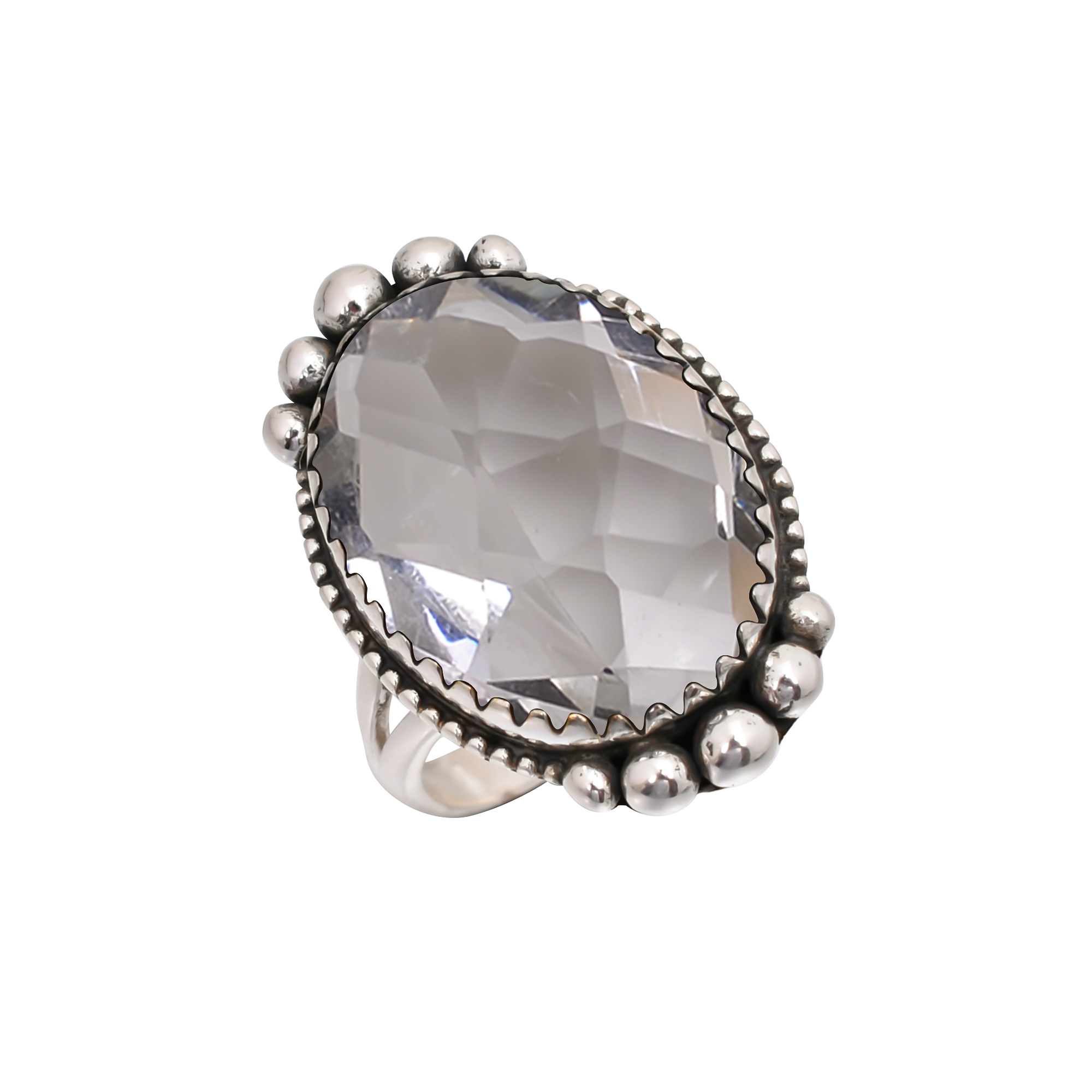 White Topaz - Simulated Gemstone 925 Sterling Silver Ring
