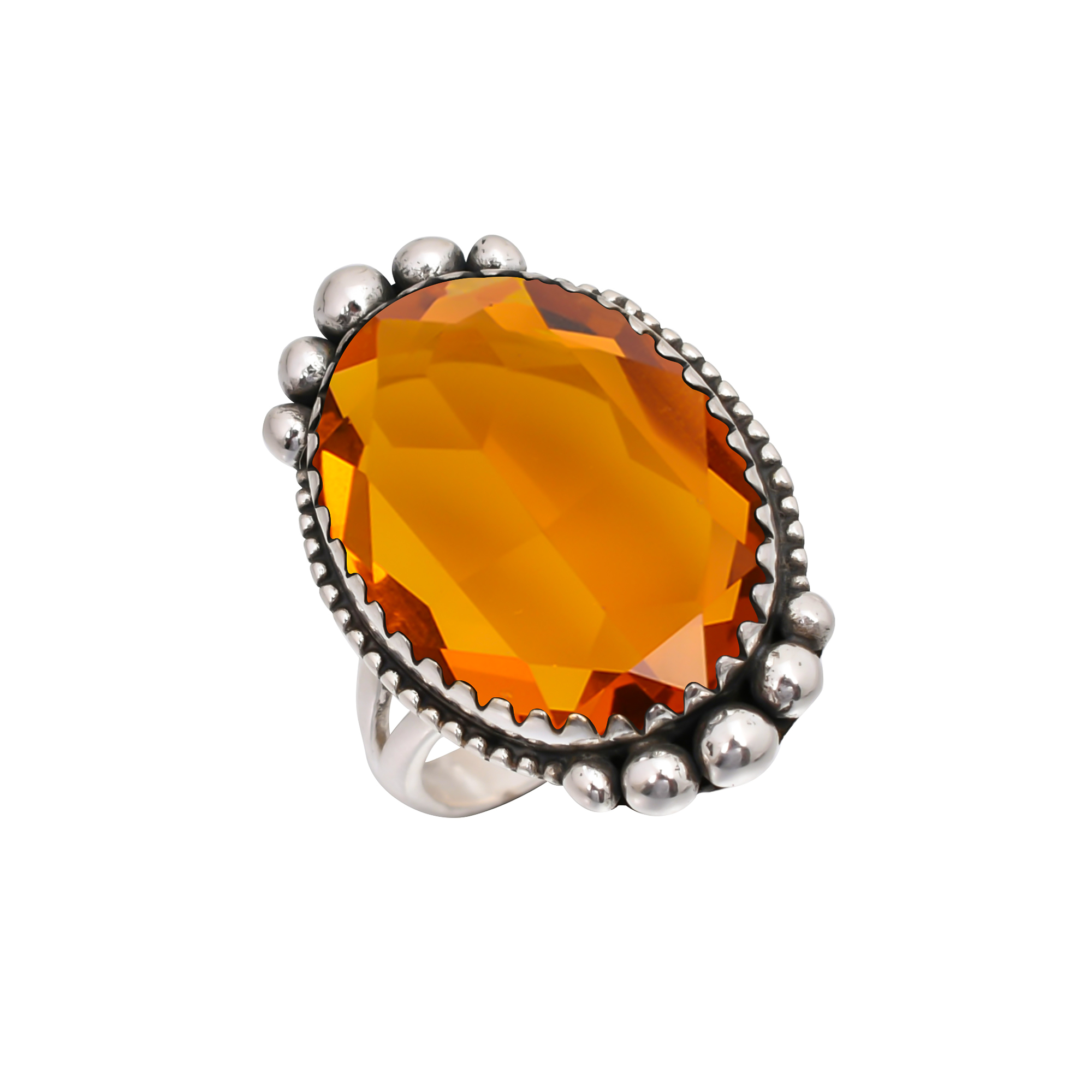 Citrine - Simulated Gemstone 925 Sterling Silver Ring