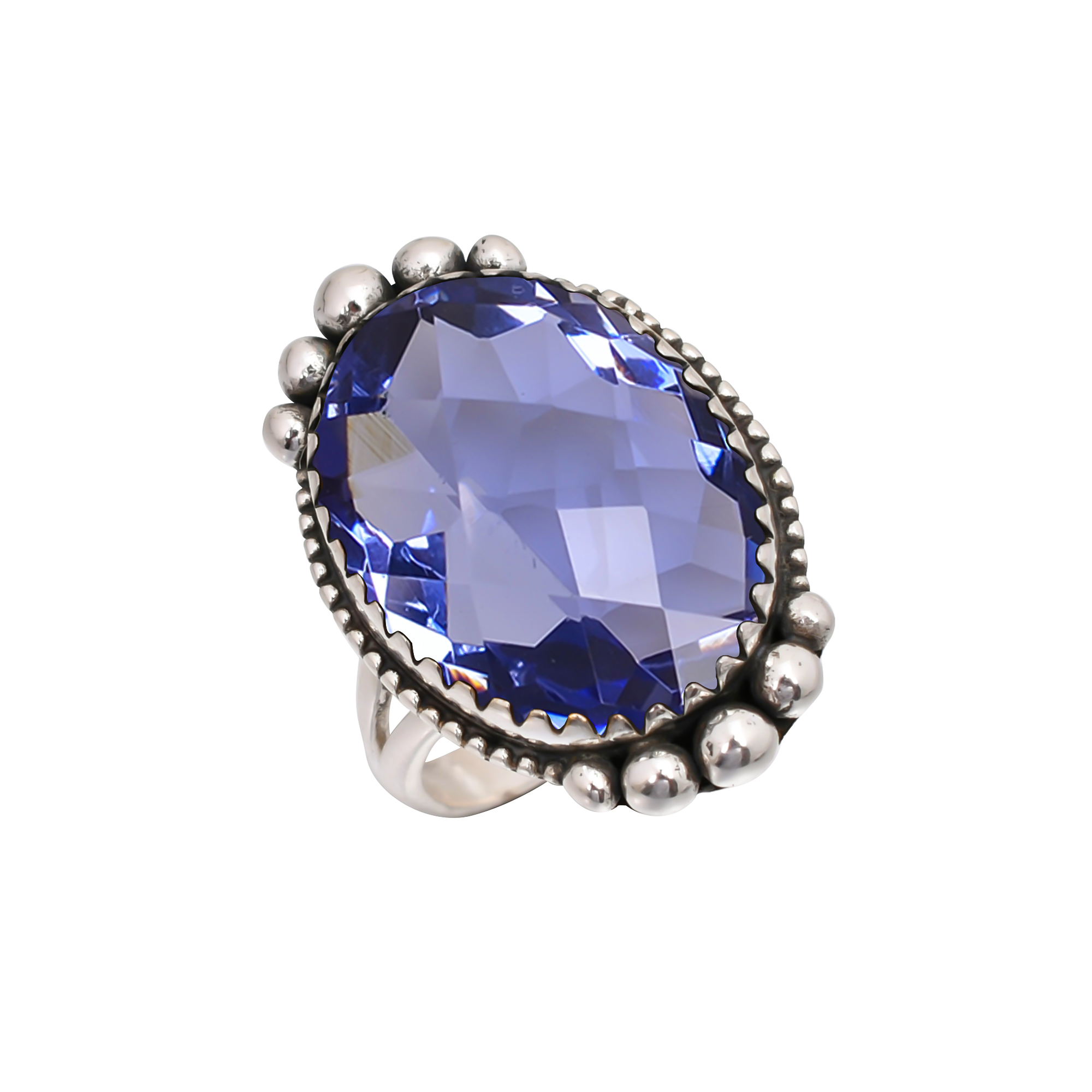 Iolite - Simulated Gemstone 925 Sterling Silver Ring