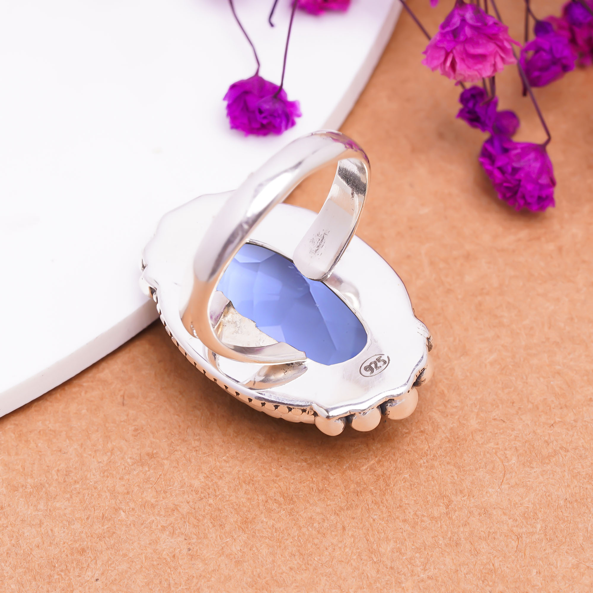 Iolite - Simulated Gemstone 925 Sterling Silver Ring