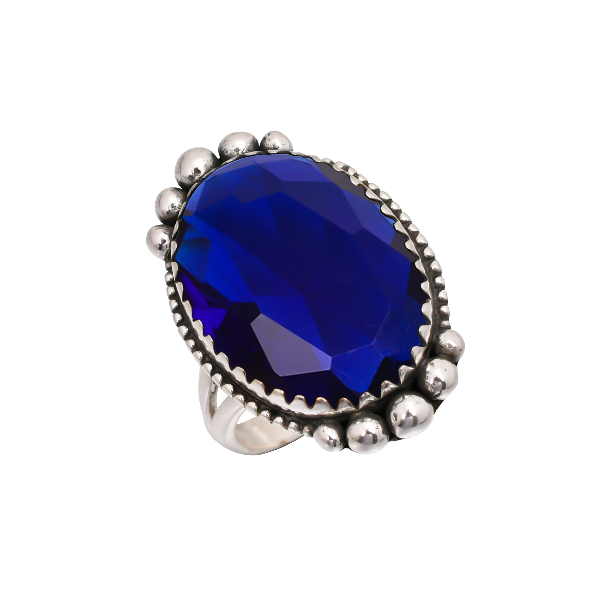 Blue Sapphire - Simulated Gemstone 925 Sterling Silver Ring