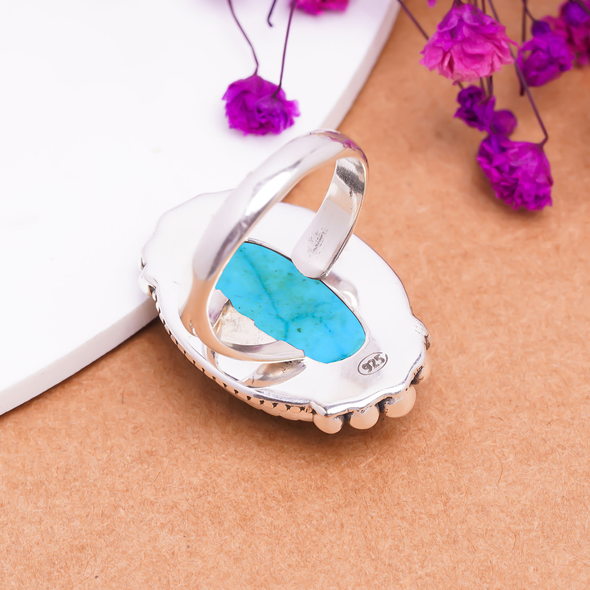 Magnesite Turquoise Gemstone 925 Sterling Silver Ring