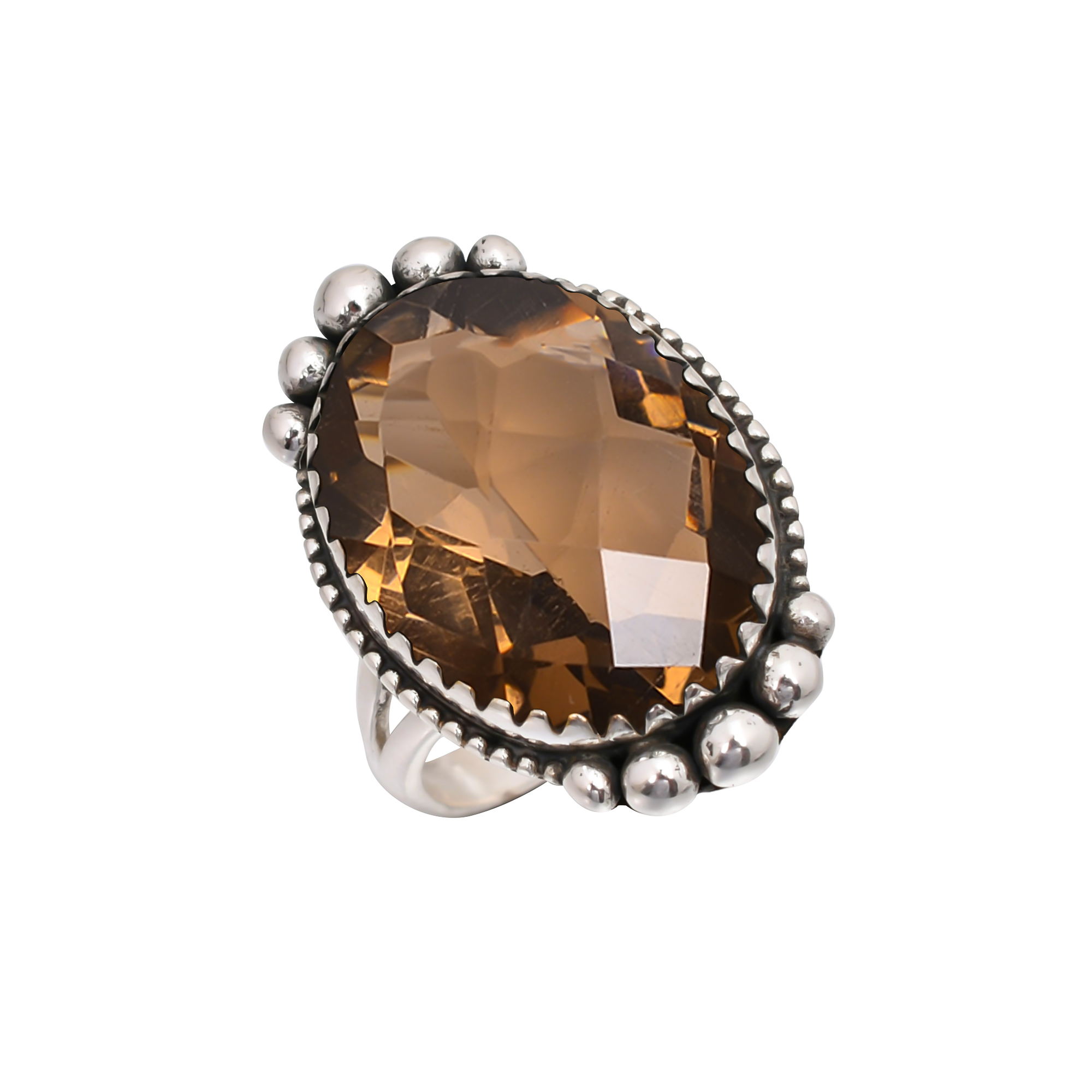 Smokey - Simulated Gemstone 925 Sterling Silver Ring