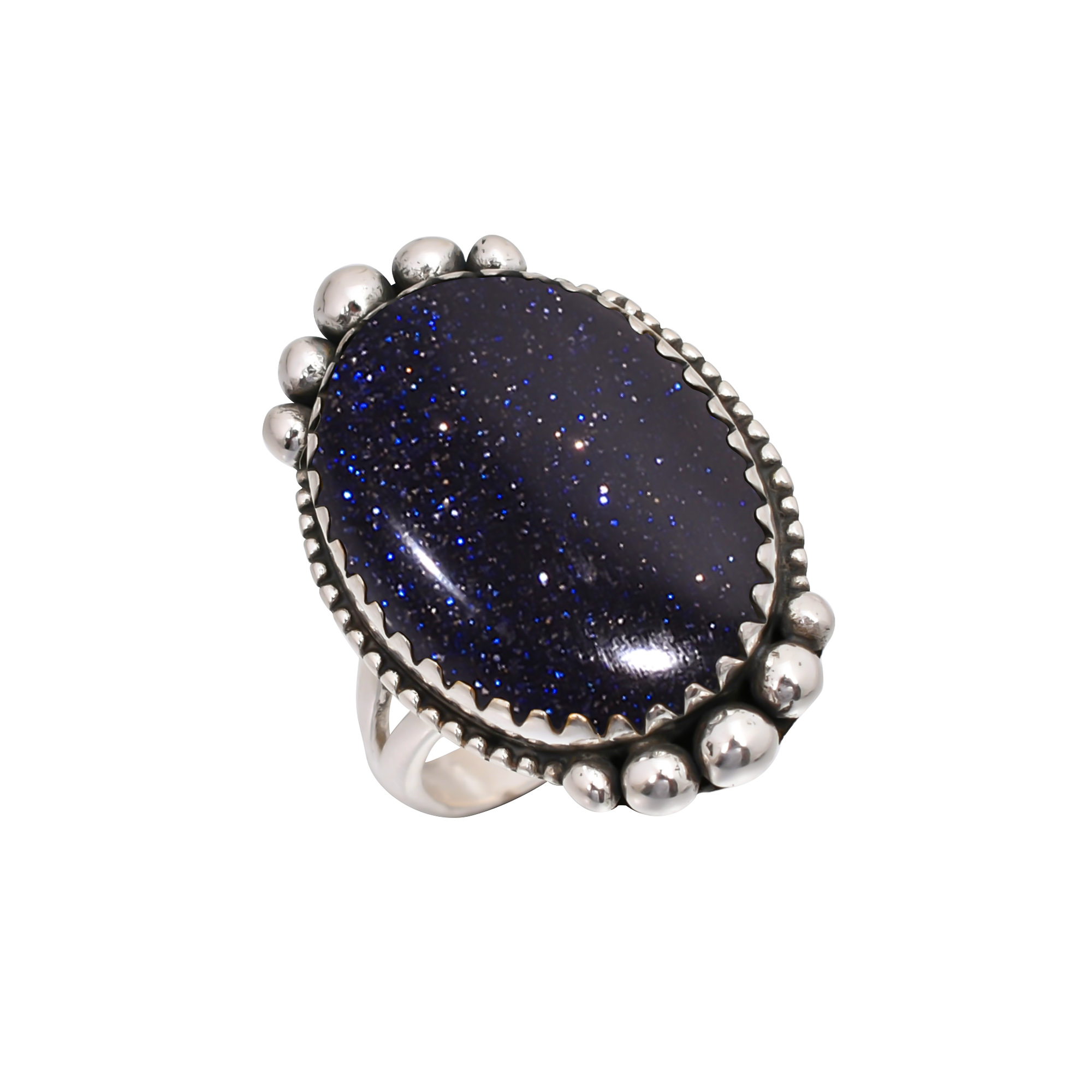 Blue Sunstone - Simulated Gemstone 925 Sterling Silver Ring