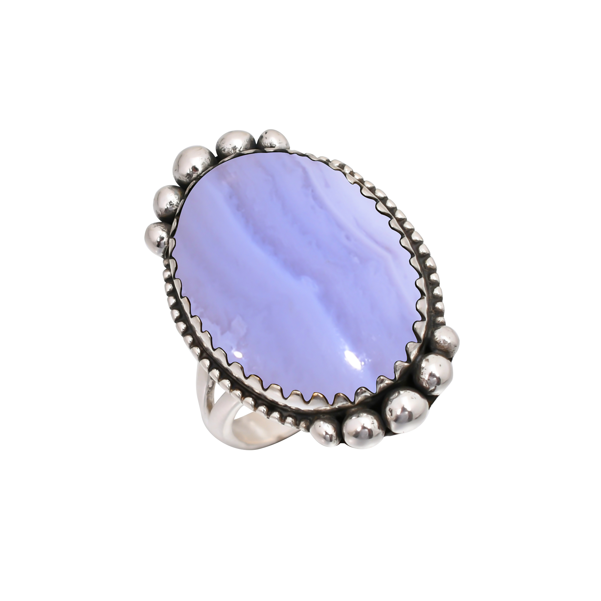 Blue Lace Agate - Namibia 925 Sterling Silver Ring