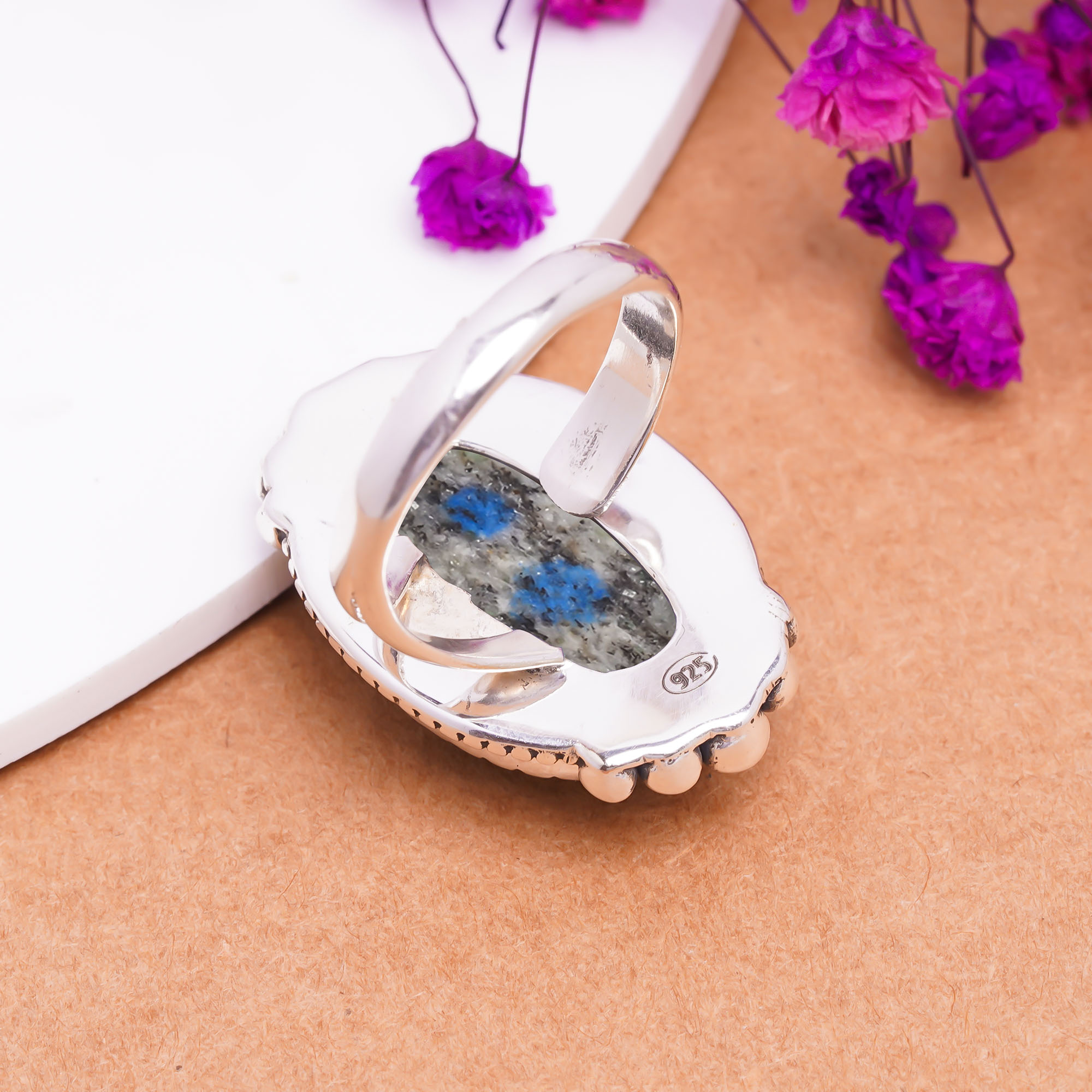 K2 Blue Azurite - Pakistan Gemstone 925 Sterling Silver Ring