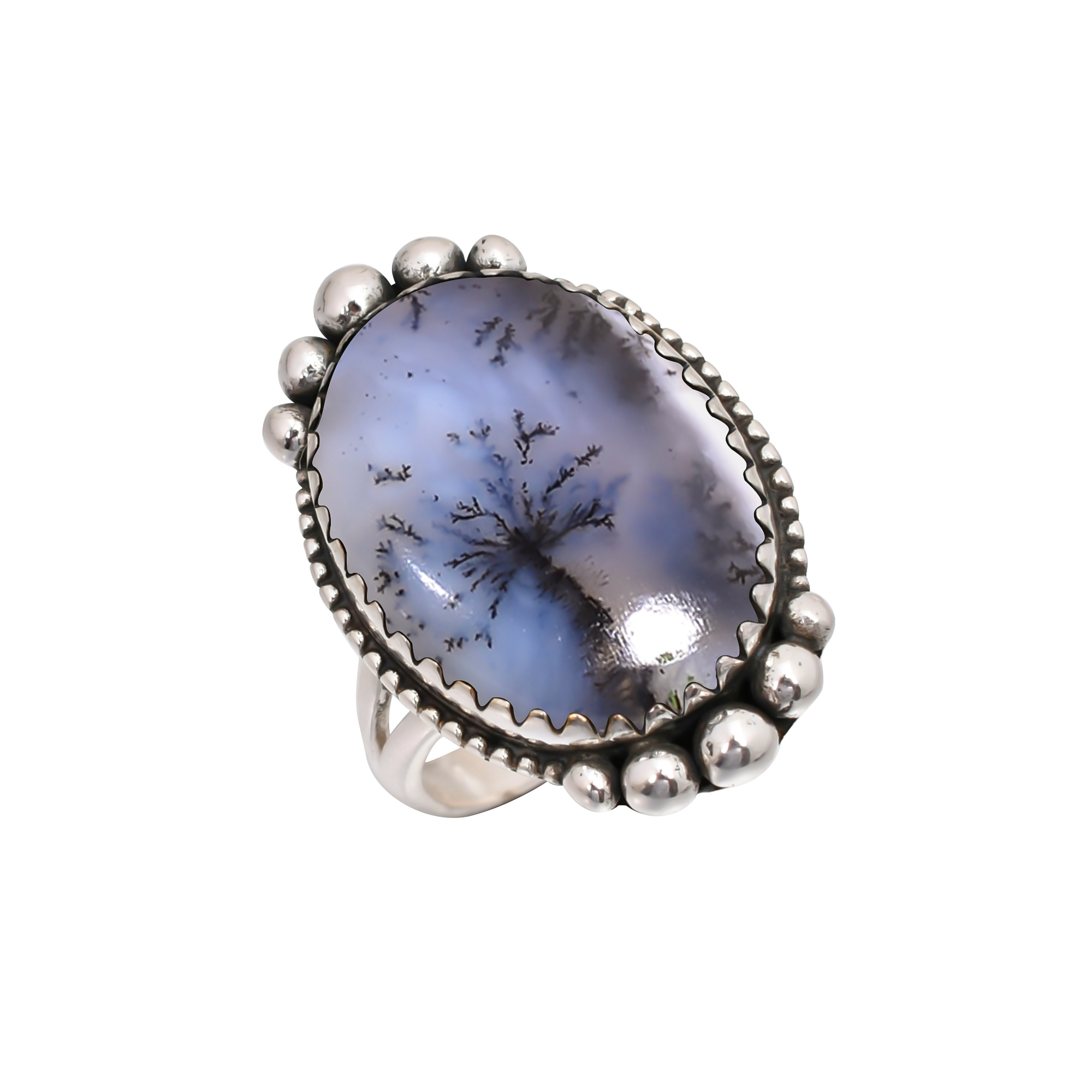 Dendritic Agate - Brazil Gemstone 925 Sterling Silver Ring