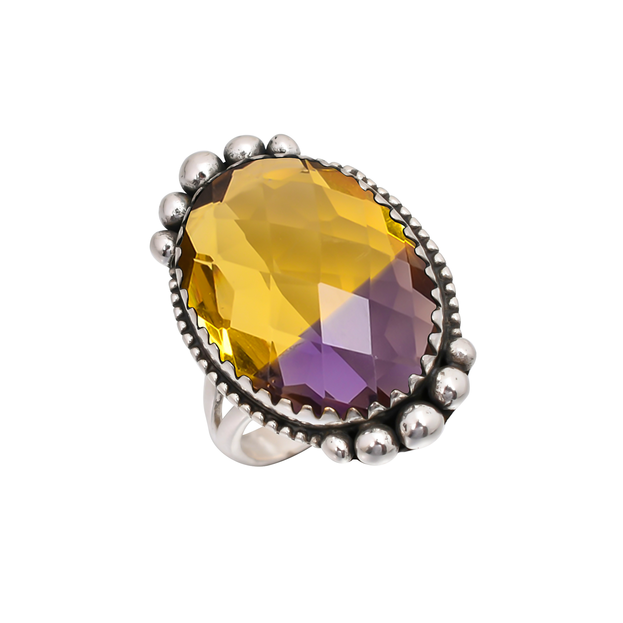 Ametrine - Simulated Gemstone 925 Sterling Silver Ring