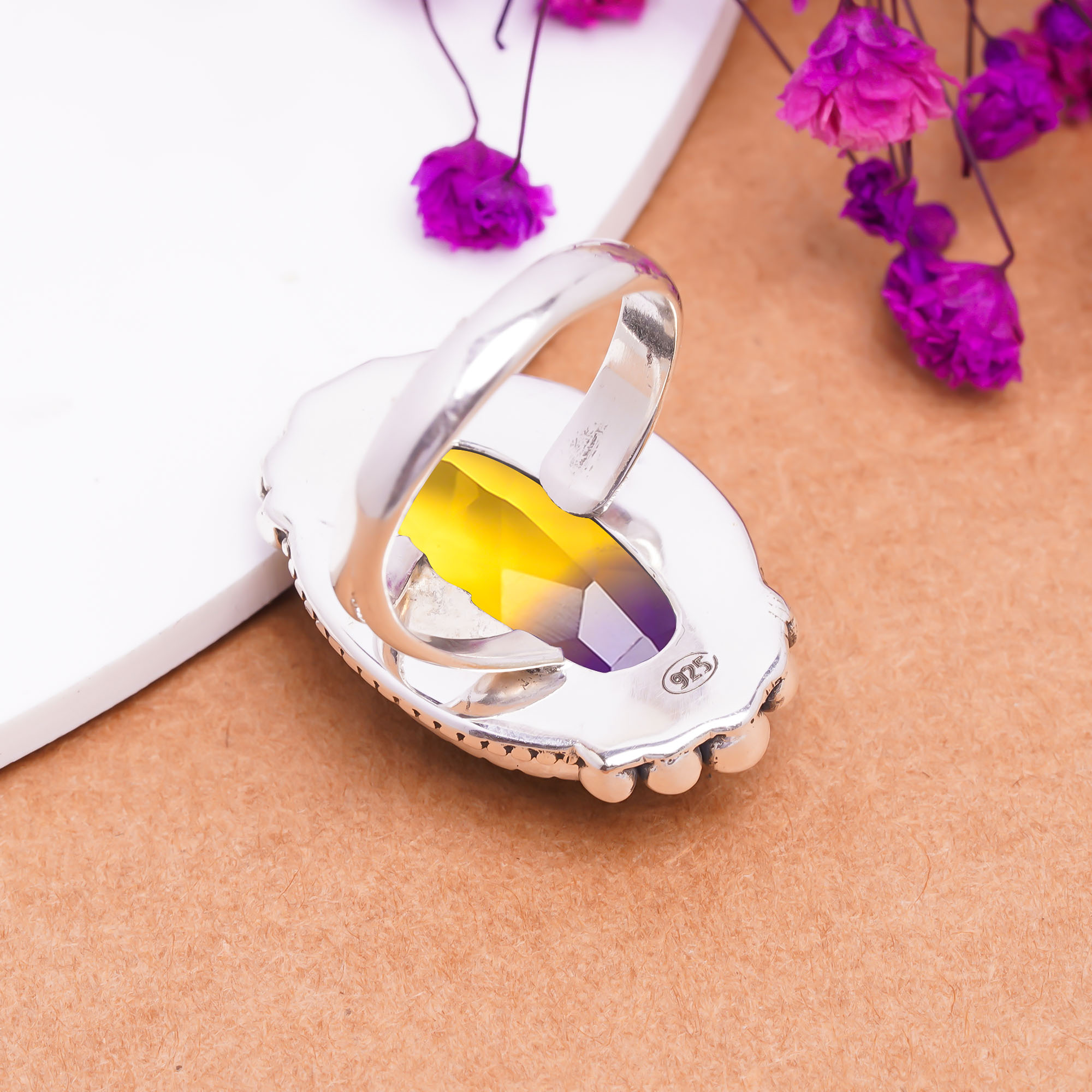 Ametrine - Simulated Gemstone 925 Sterling Silver Ring