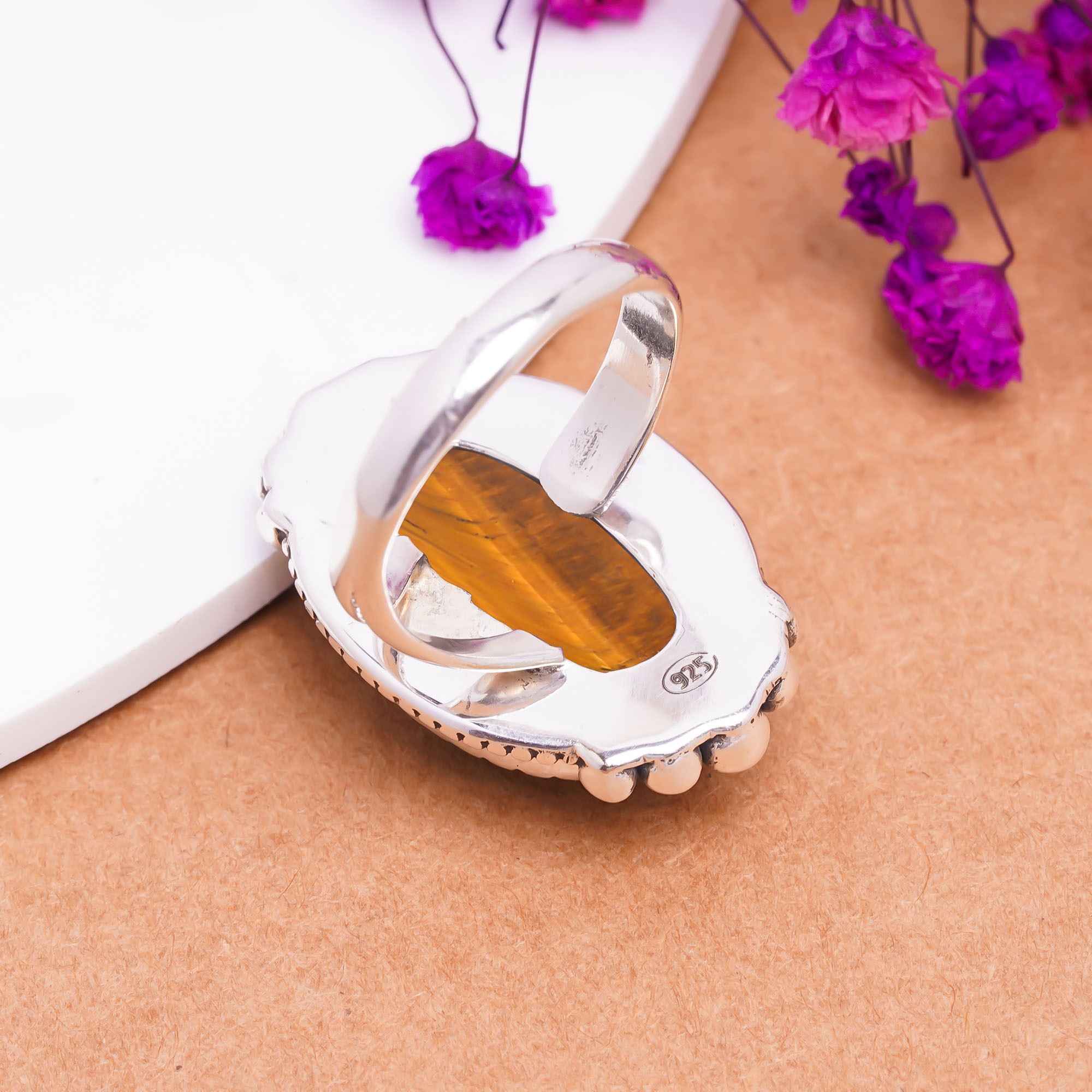 Yellow Tiger Eye - South Africa Gemstone 925 Sterling Silver Ring