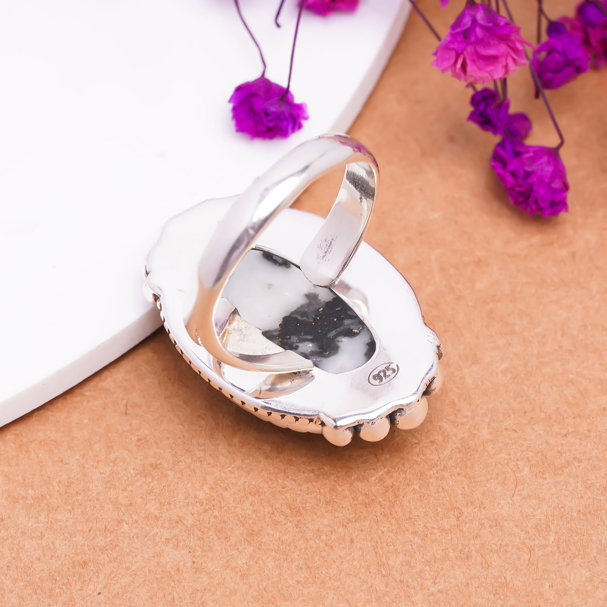 White Buffalo Turquoise - Nevada Gemstone 925 Sterling Silver Ring
