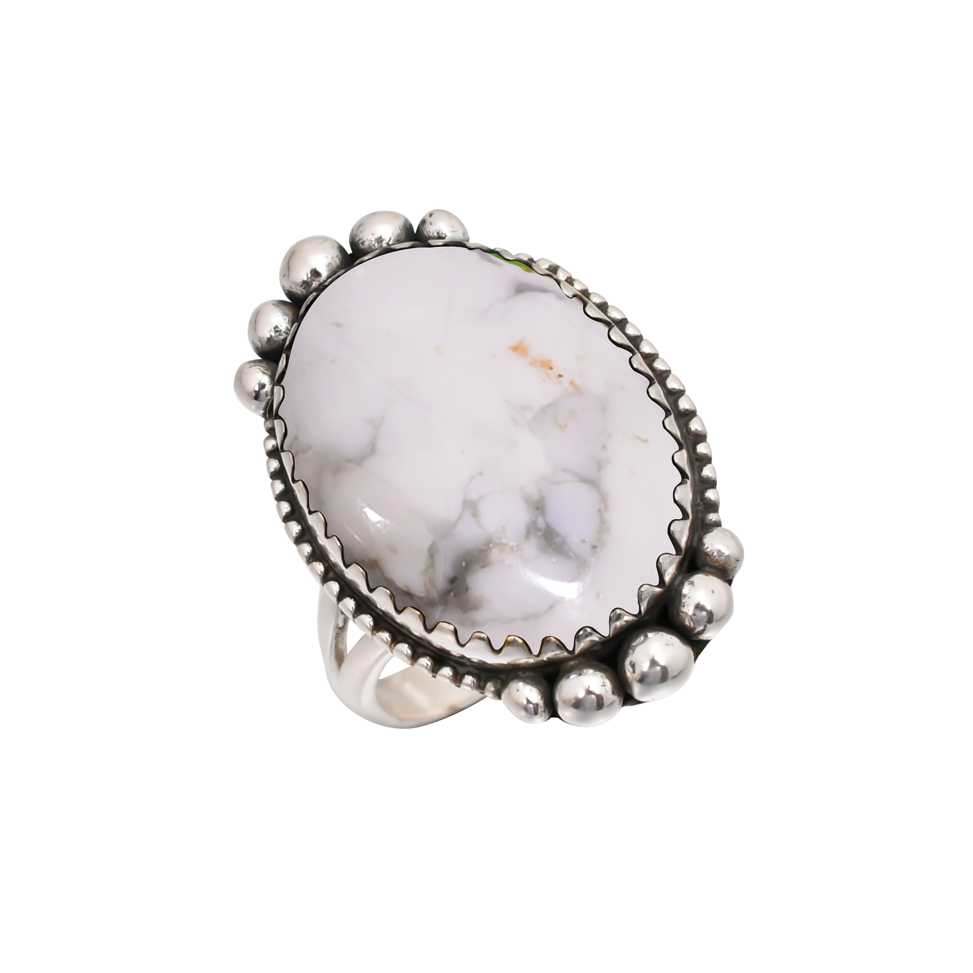 Natural White Howlite - United States Gemstone 925 Sterling Silver Ring