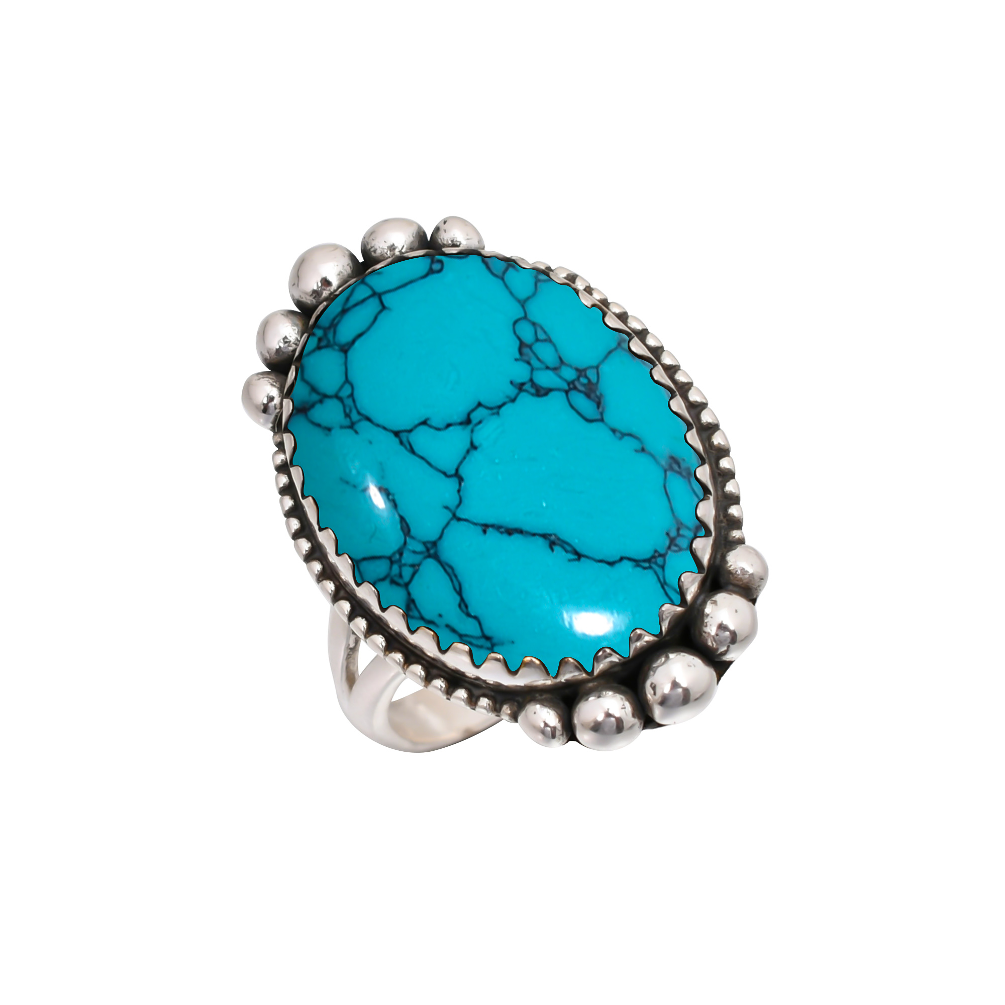Santa Turquoise - Simulated Gemstone 925 Sterling Silver Ring