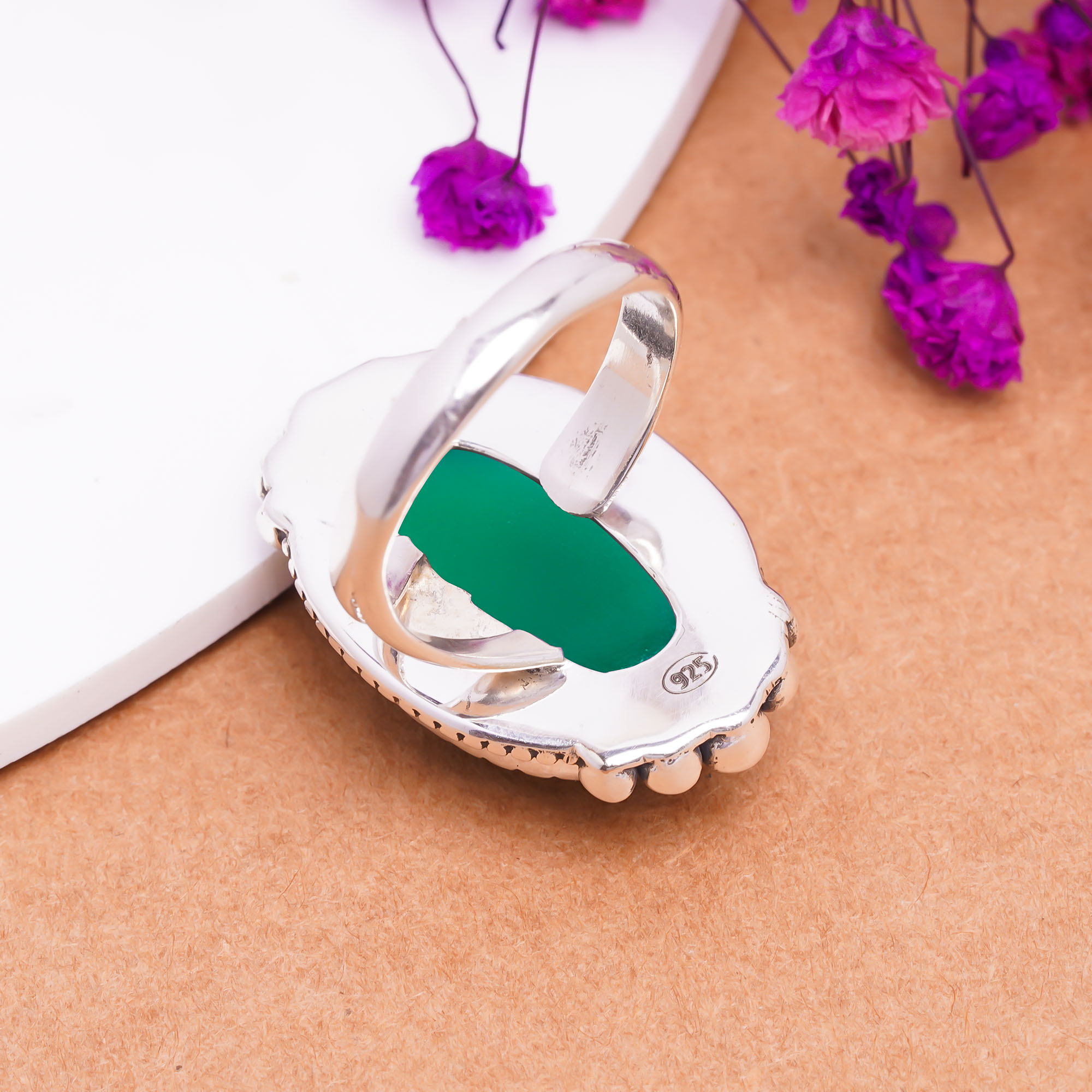 Green Onyx Gemstone 925 Sterling Silver Ring