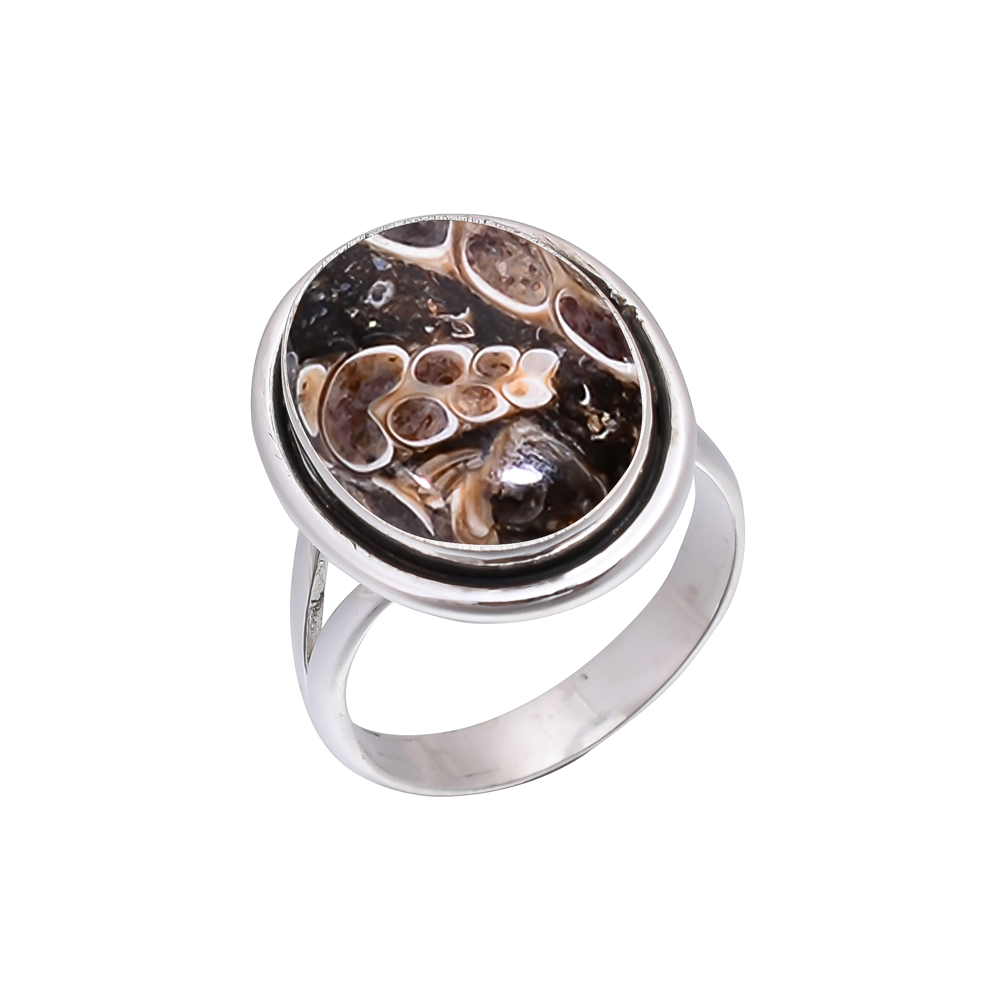 Turritella Agate - Wyoming 925 Sterling Silver Ring