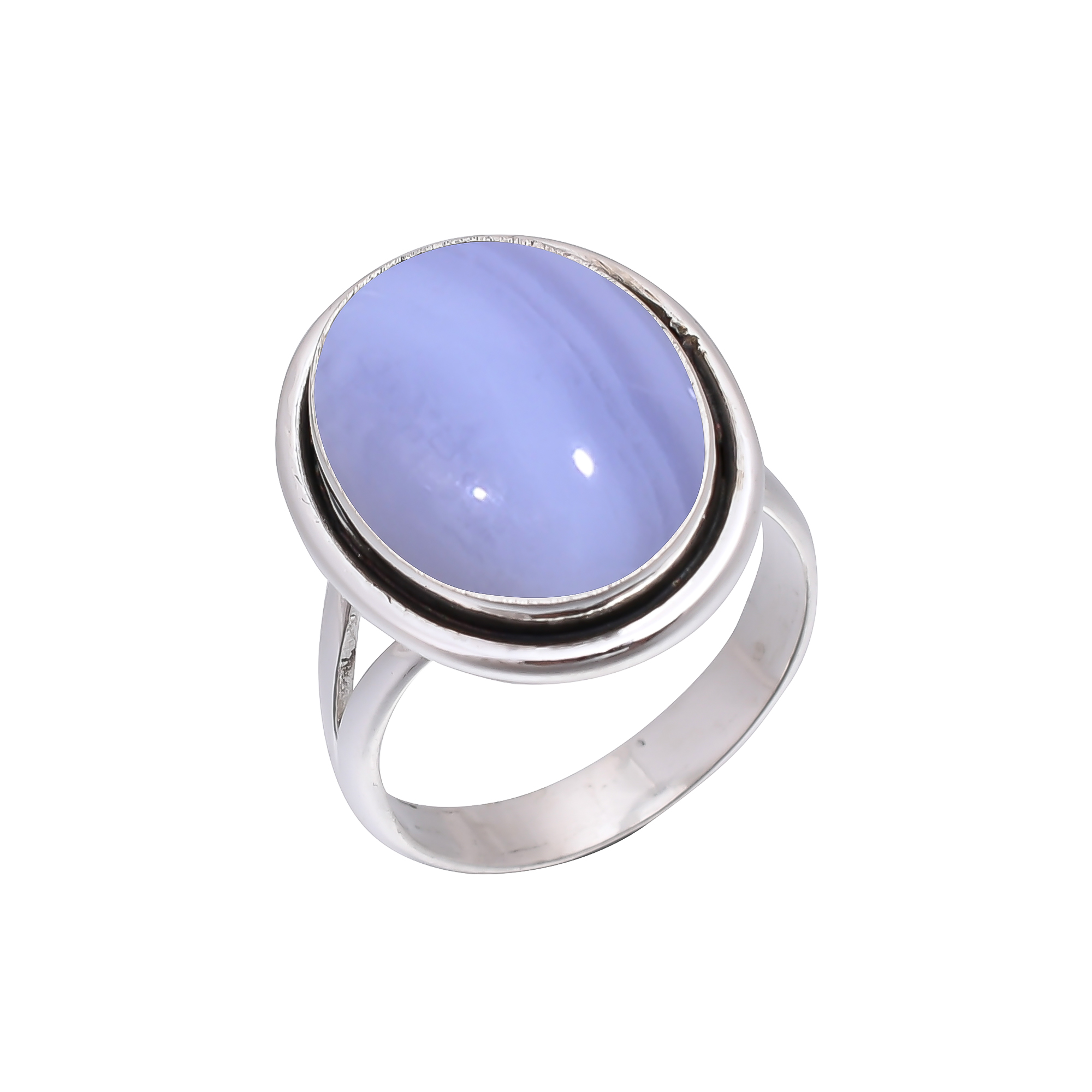 Blue Lace Agate - Namibia 925 Sterling Silver Ring