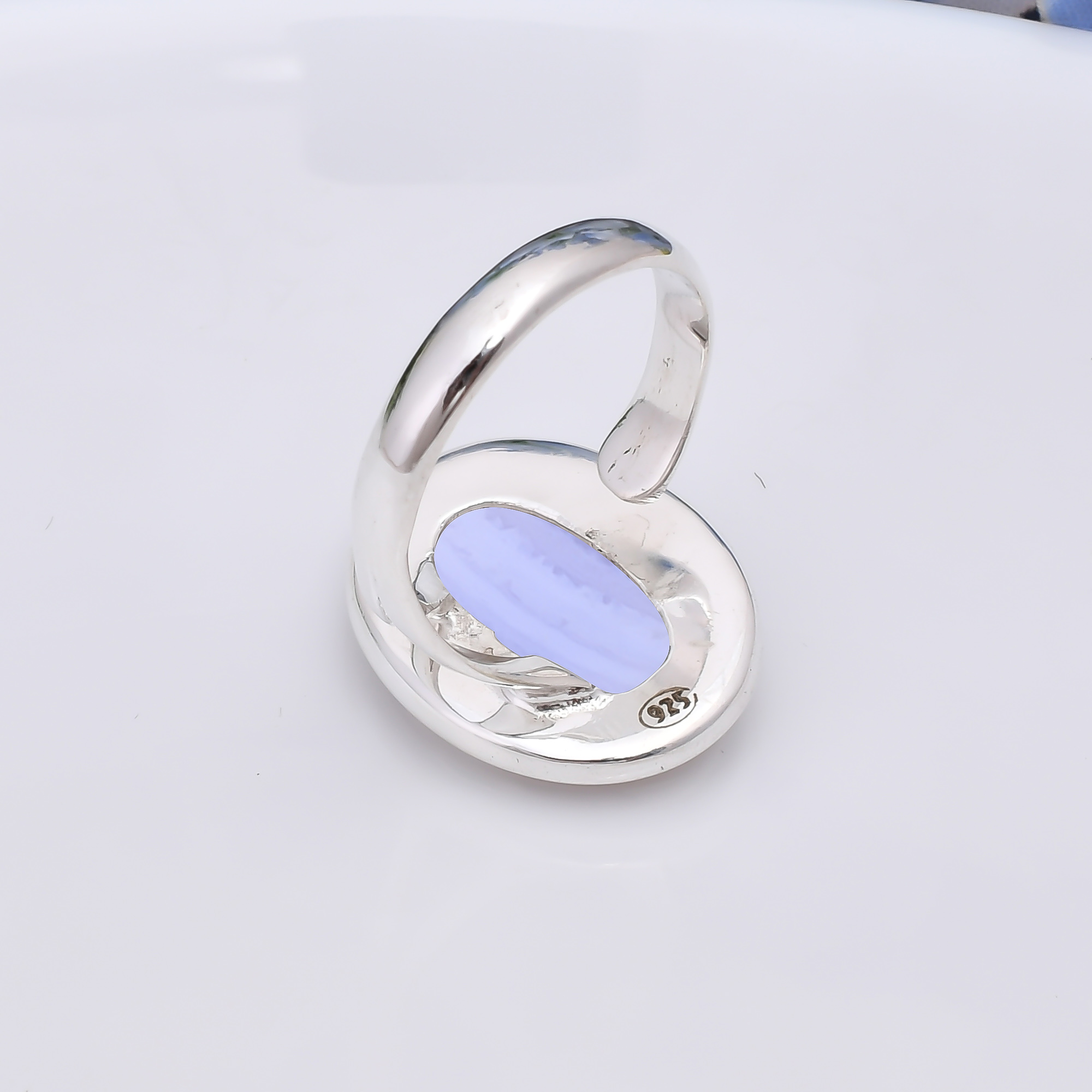 Blue Lace Agate - Namibia 925 Sterling Silver Ring