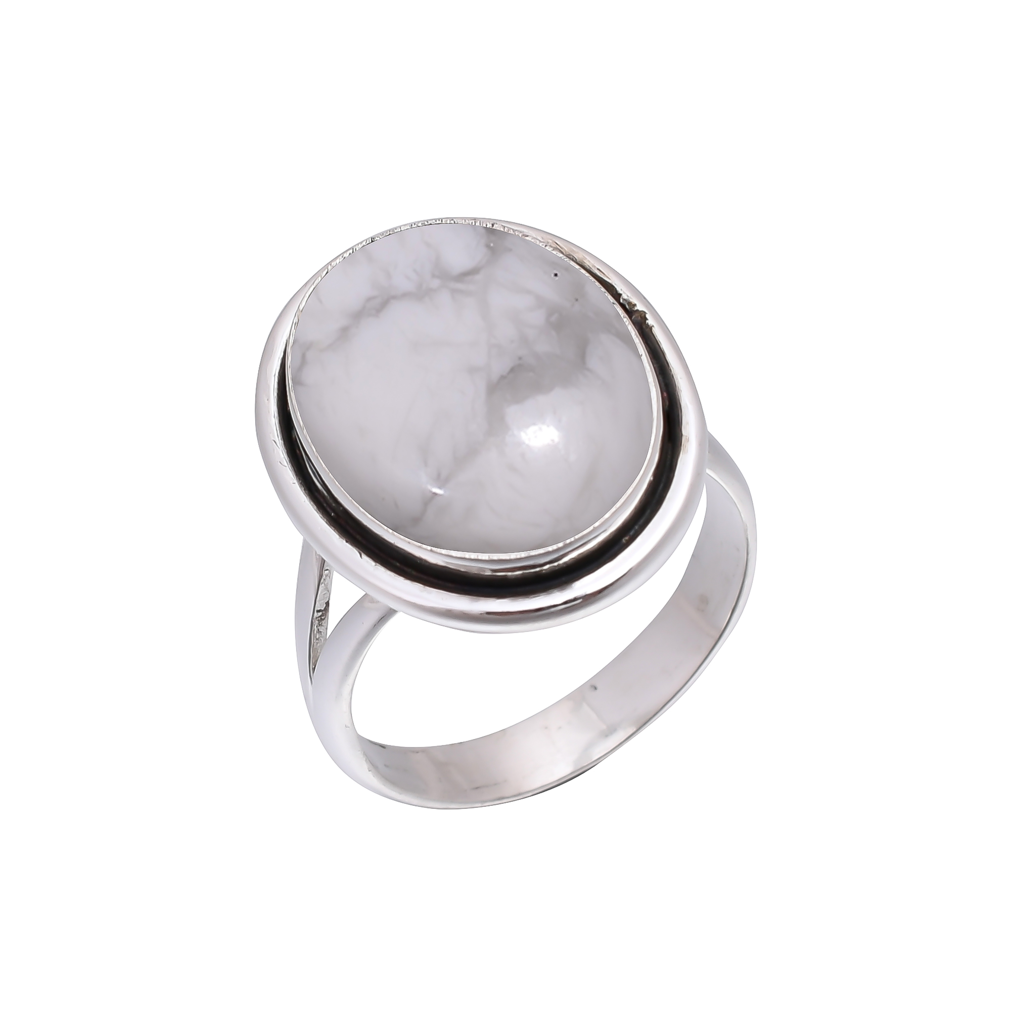 Natural White Howlite - United States 925 Sterling Silver Ring