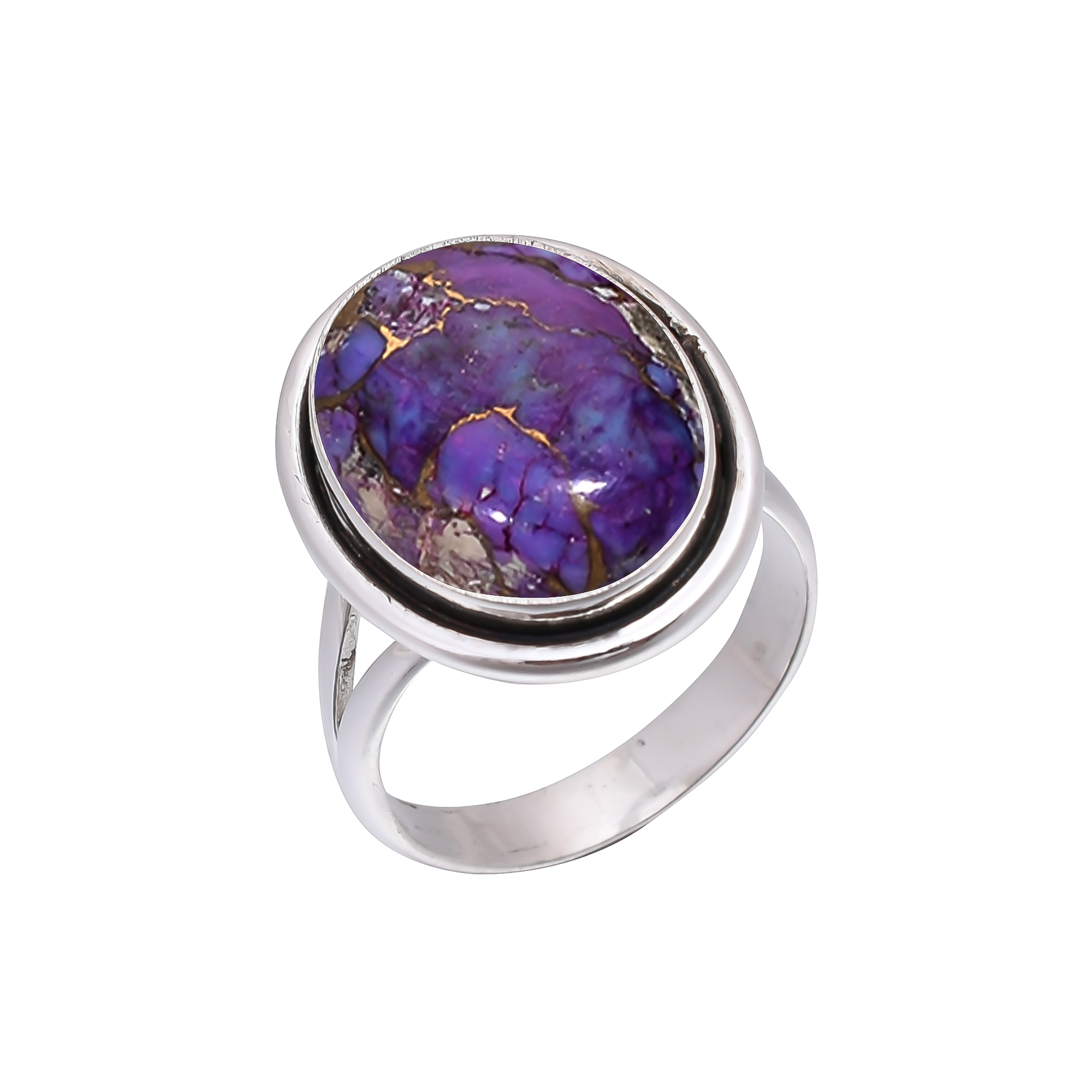 Copper Purple Turquoise 925 Sterling Silver Ring