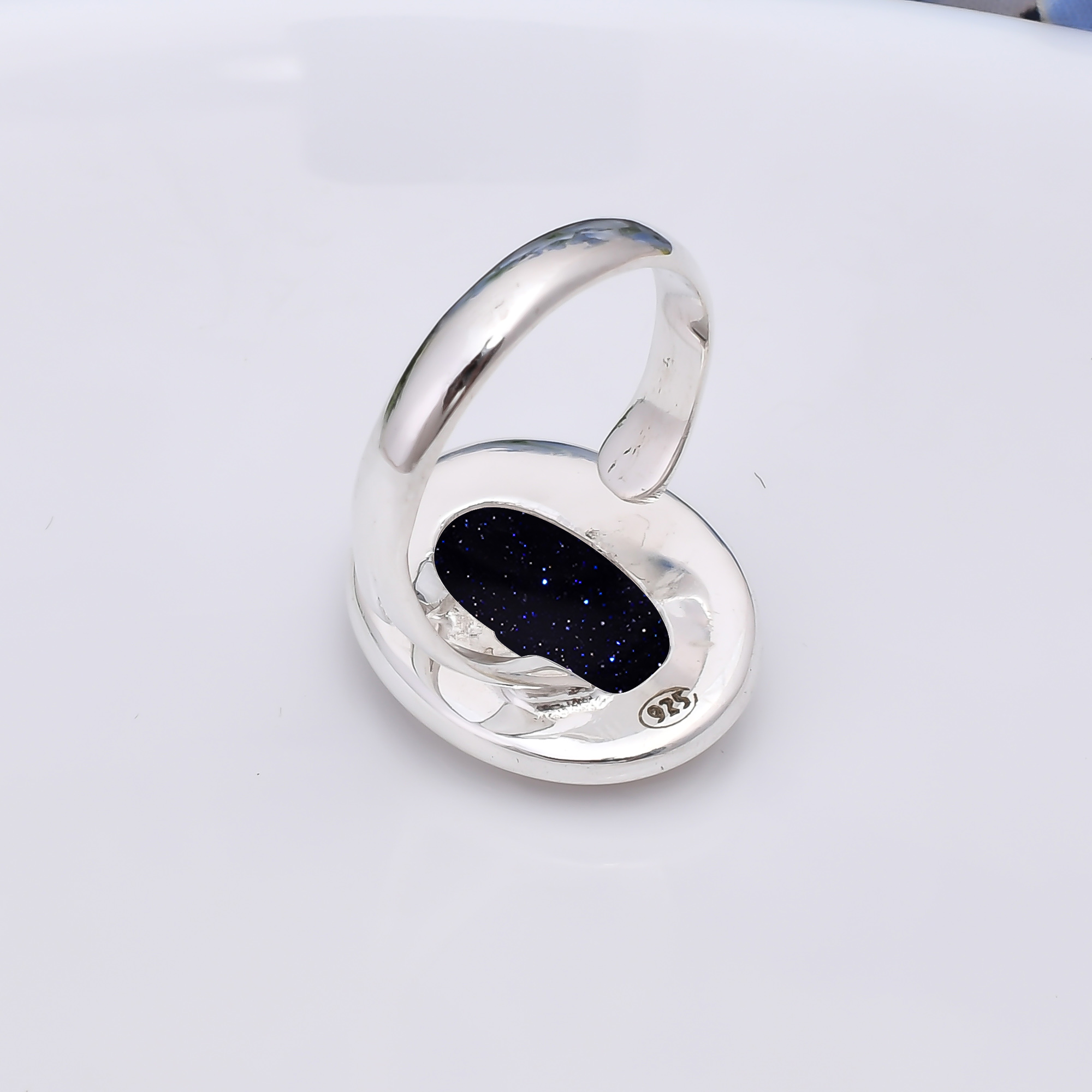 Blue Sunstone - Simulated 925 Sterling Silver Ring