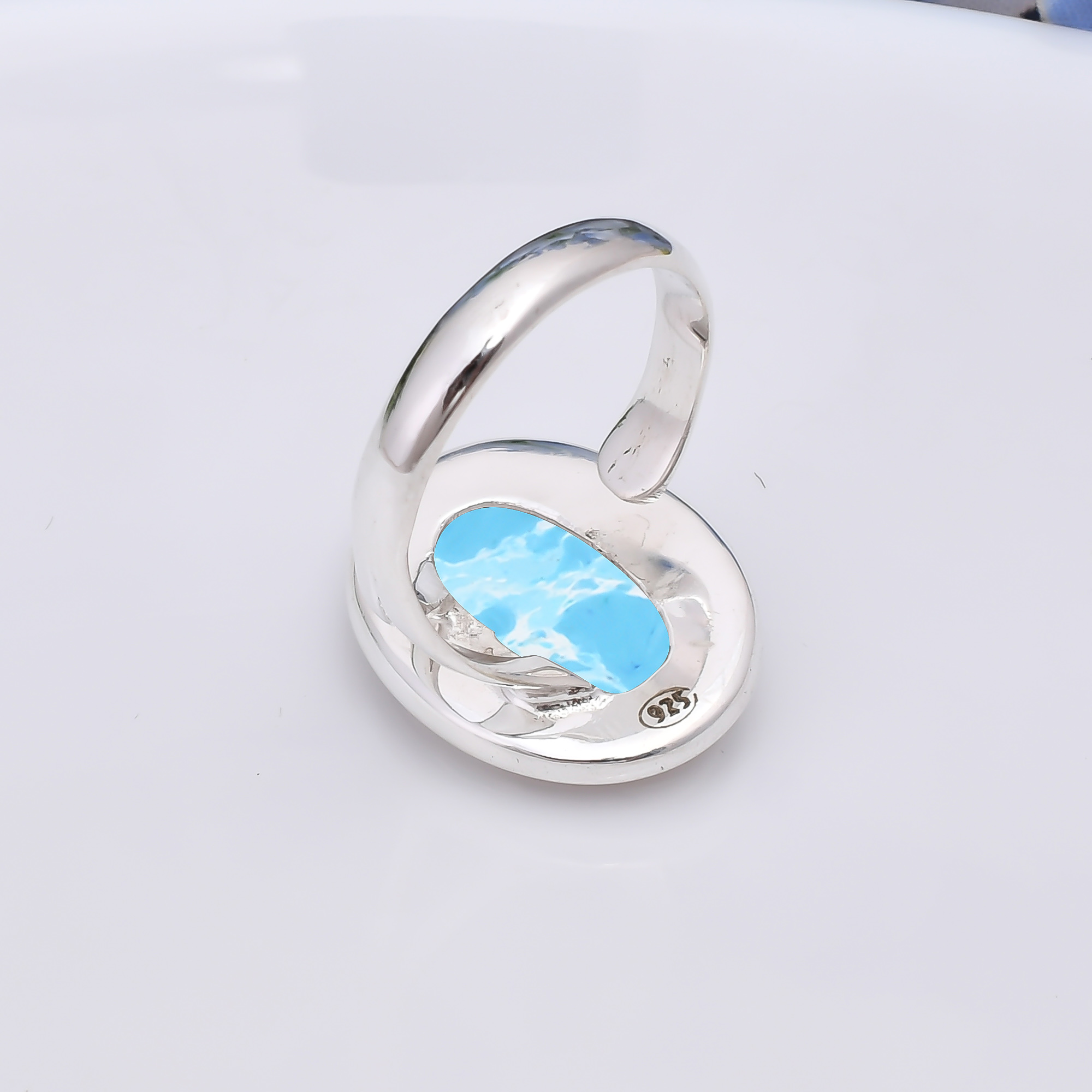 Larimar - Simulated 925 Sterling Silver Ring