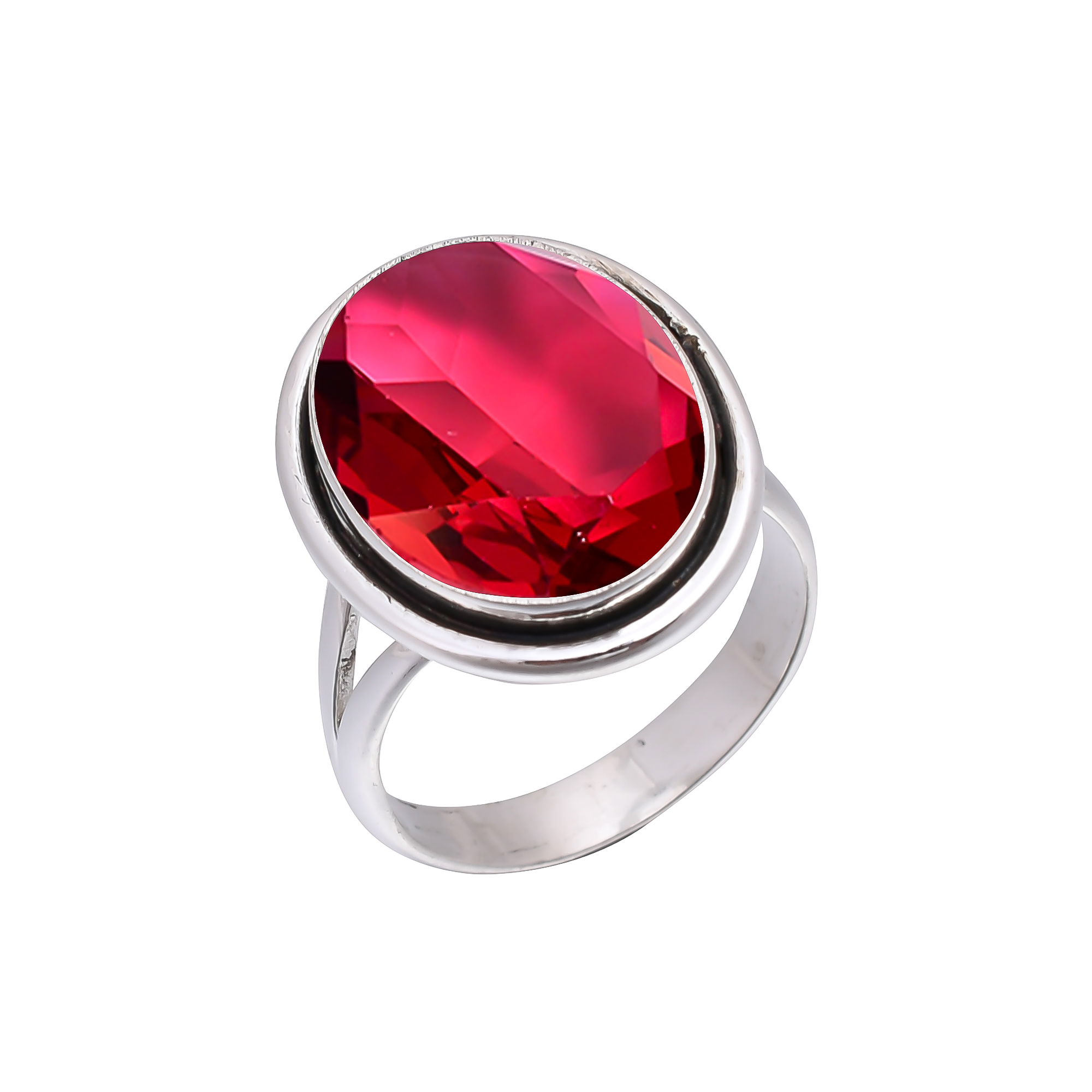 Pink Rubellite Tourmaline - Simulated 925 Sterling Silver Ring