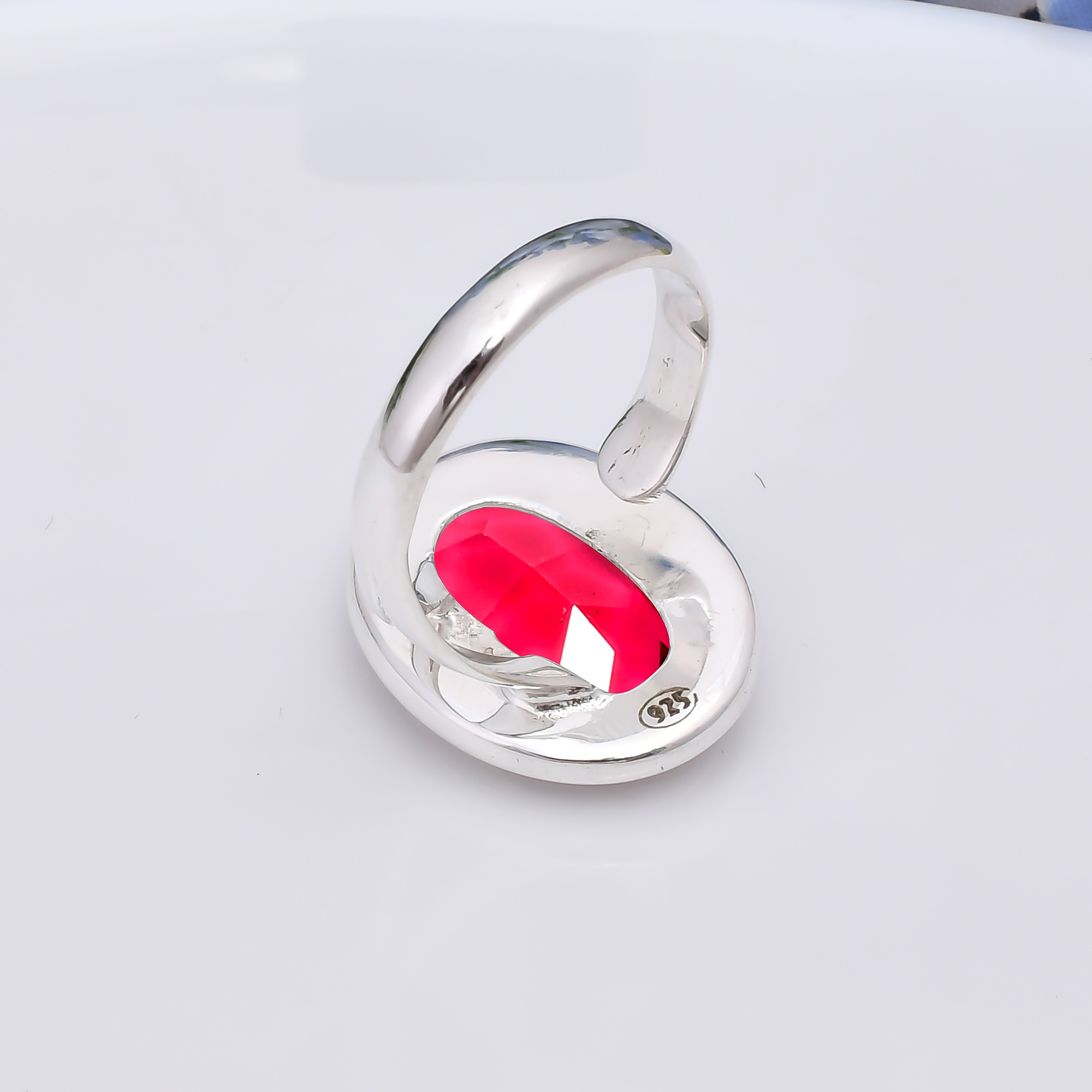 Pink Rubellite Tourmaline - Simulated 925 Sterling Silver Ring