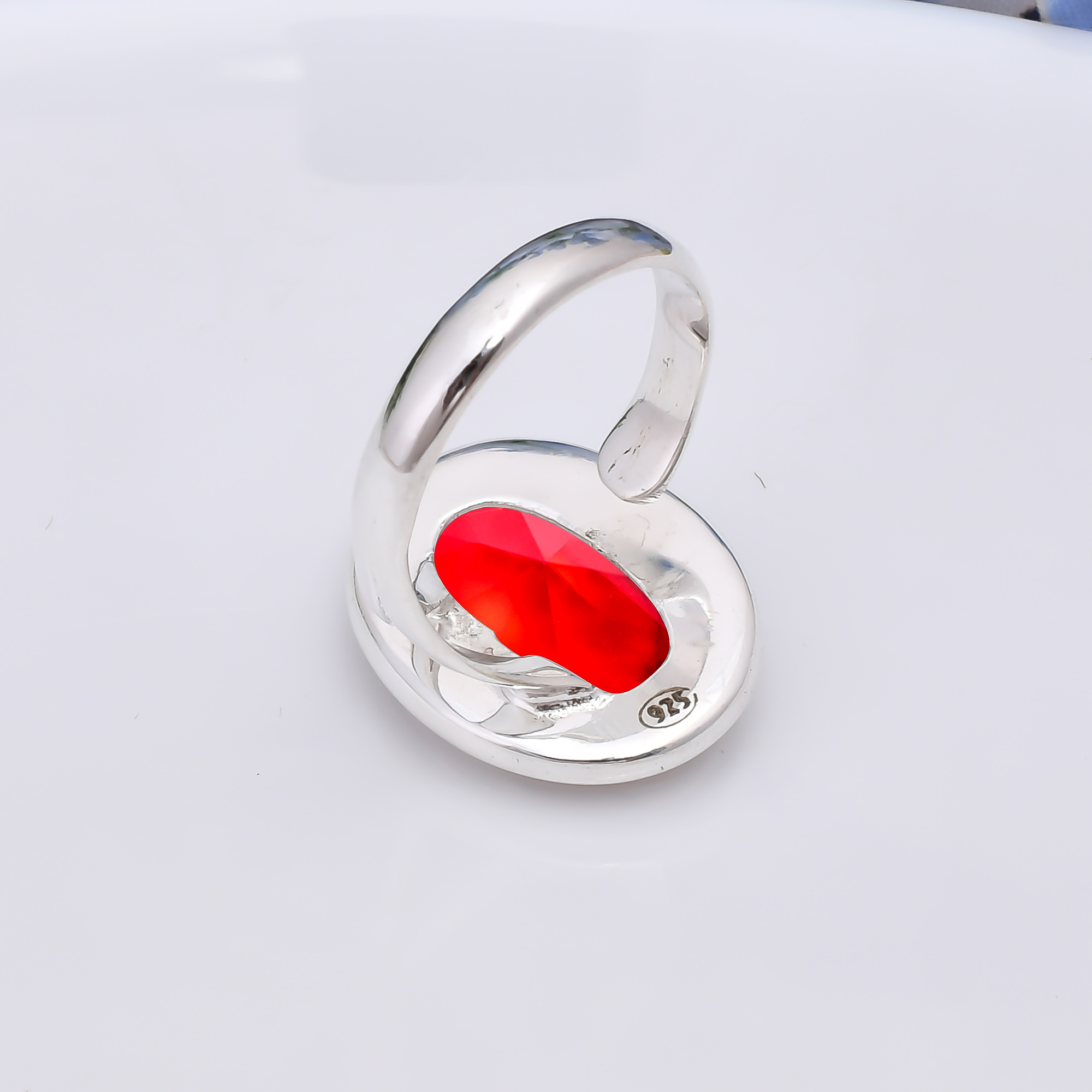 Red Garnet - Simulated 925 Sterling Silver Ring
