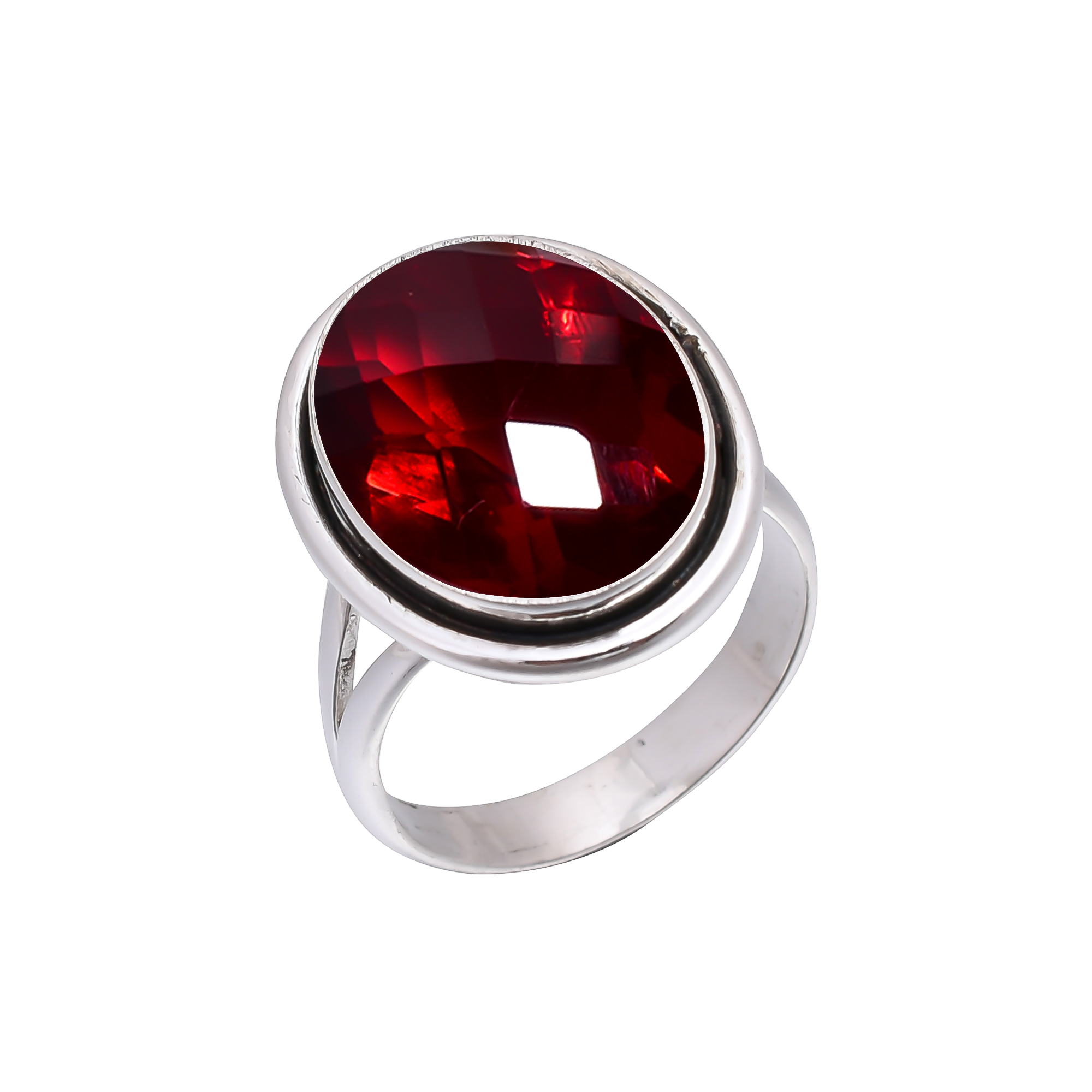 Red Garnet - Simulated 925 Sterling Silver Ring